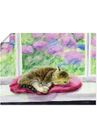 Wandbild »Katze auf Gartenfensterbank«, Haustiere, (1 St.)