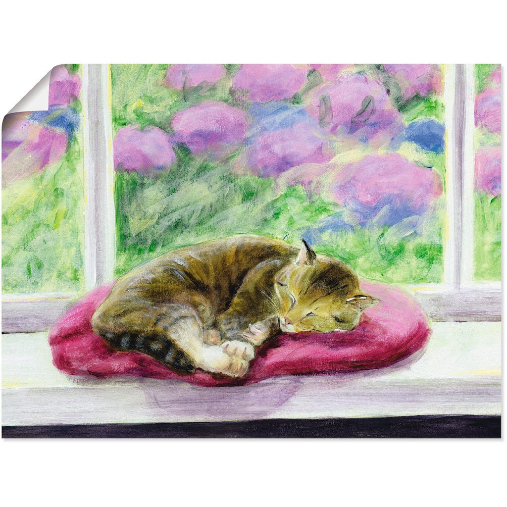 Artland Wandbild »Katze auf Gartenfensterbank«, Haustiere, (1 St.)