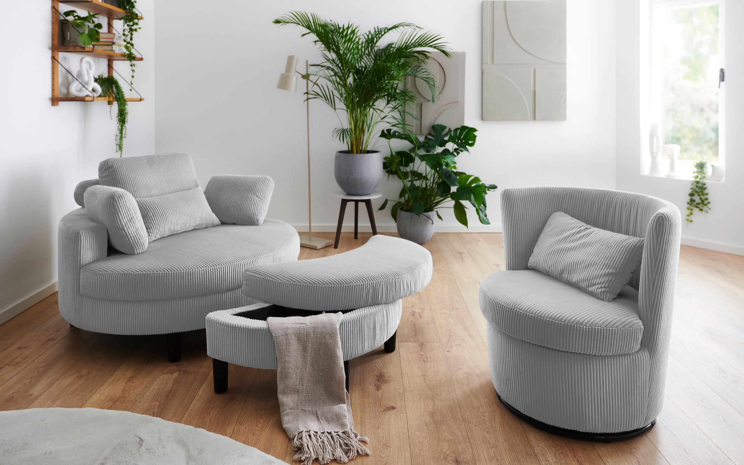 ATLANTIC home collection Drehsessel »Keno«, 360-Grad drehbarer Cordsessel, inkl. einem Zierkissen im Originalbezug