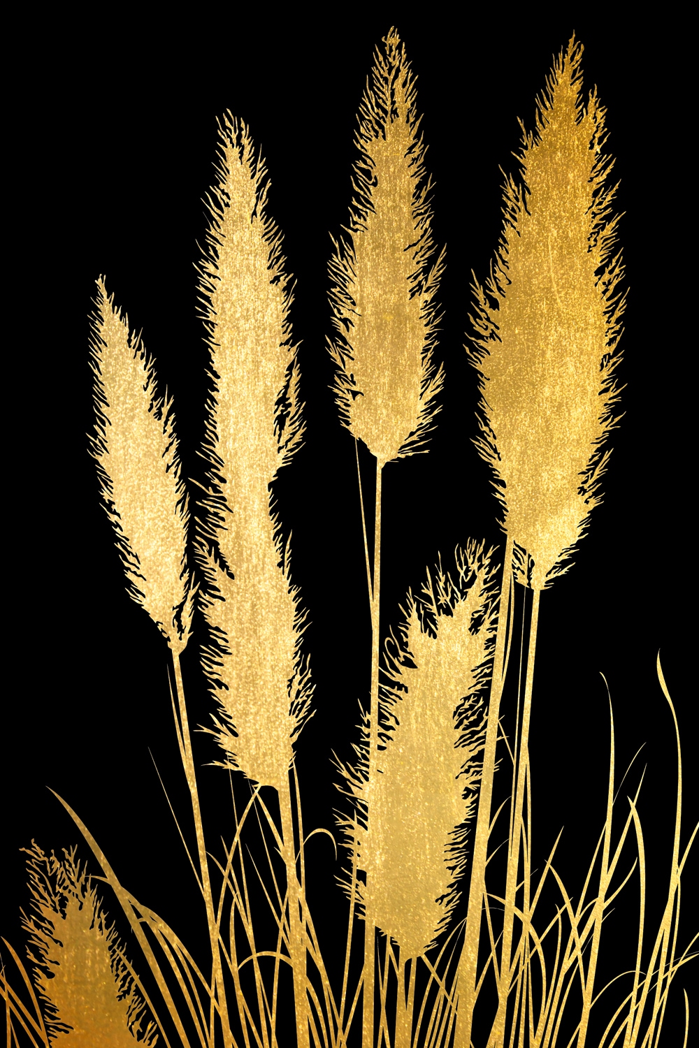 Leonique Acrylglasbild »Pampas Gras - Acrylbilder mit Blattgold veredelt«, (1 St.), Goldveredelung, Handgearbeitet, Gerahmt, Edel