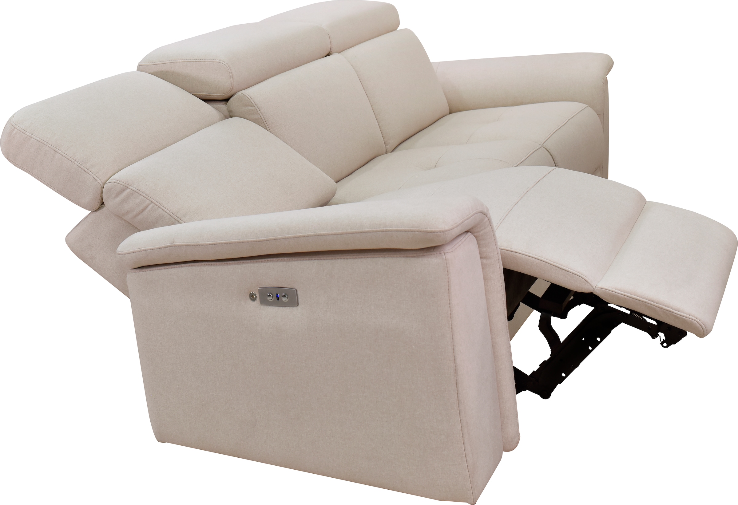 Places of Style 3-Sitzer »Pareli 229cm, manuelle u. elektr. Relaxfunktion in 2 Sitzen«, USB, KT-Verstellung, LED Beleuchtung, in Echtleder, Kunstleder, Web