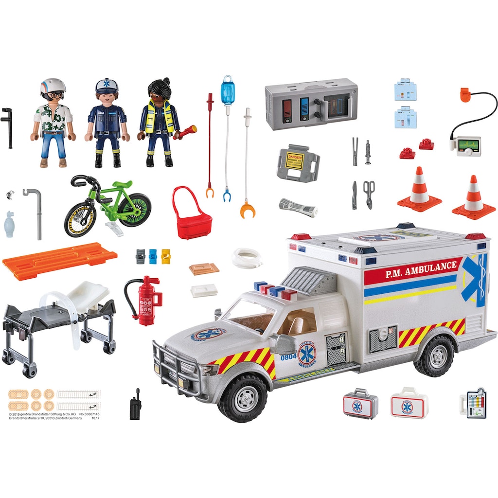 Playmobil® Konstruktions-Spielset »Rettungs-Fahrzeug: US Ambulance (70936), City Action«, (93 St.)