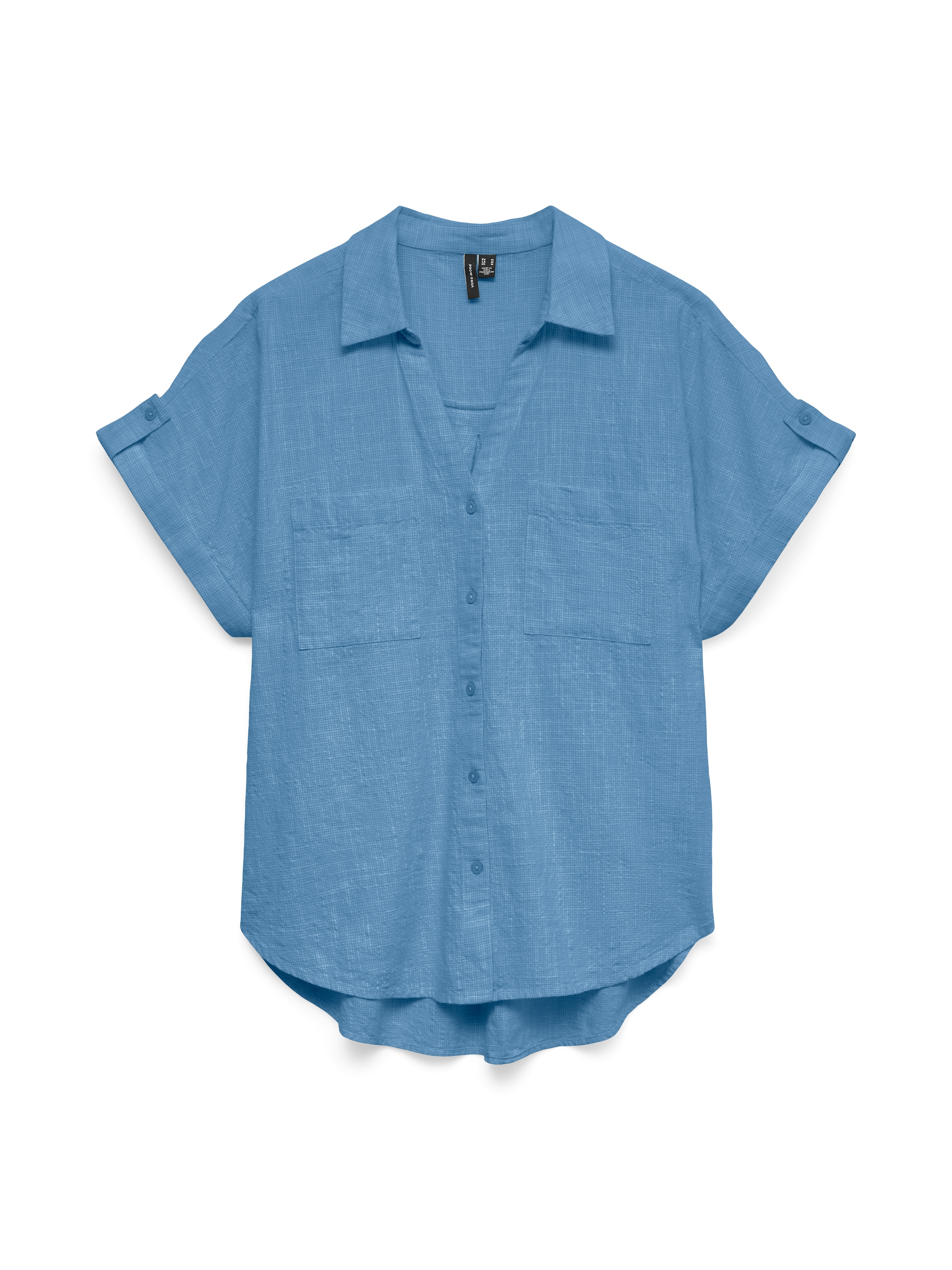 Vero Moda Kurzarmbluse »VMTHILDE SS SHIRT WVN NOOS« Baumwolle, Kurzarm mit Riegel, hinten etwas länger als vorn