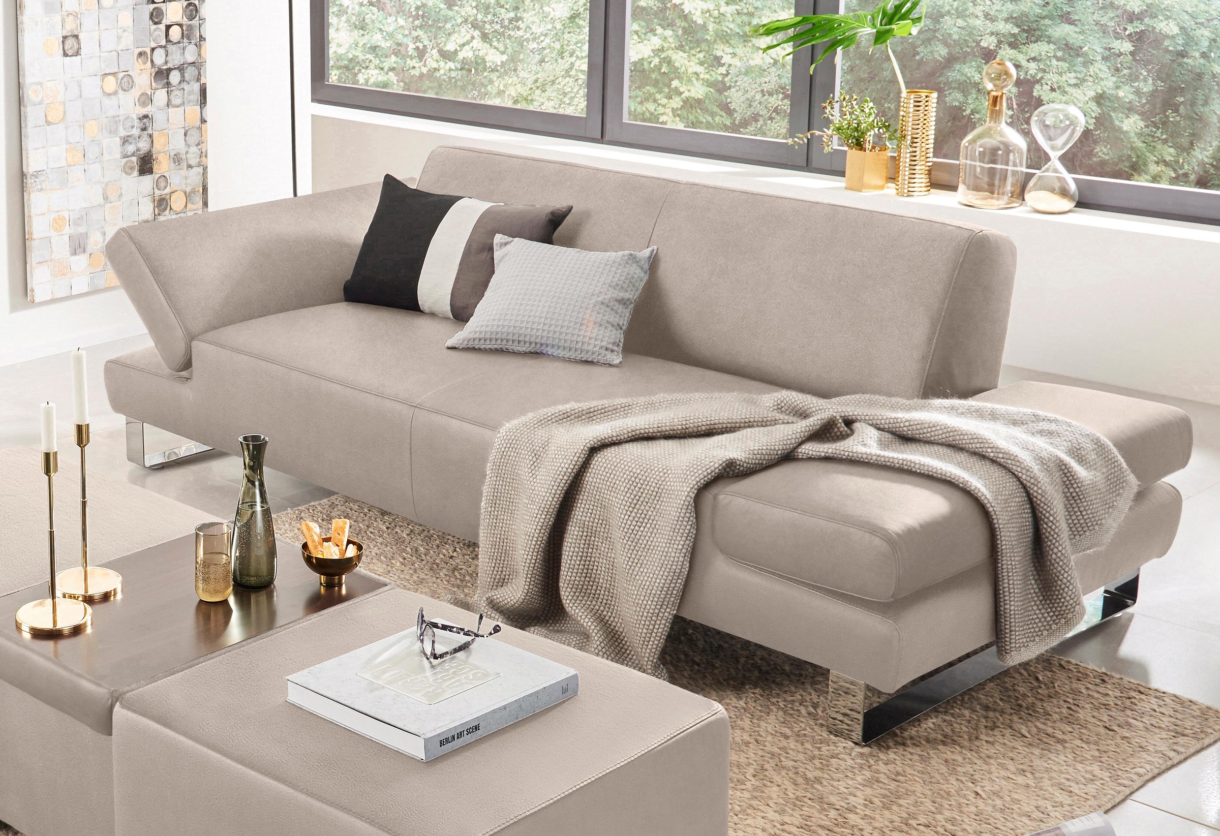 W.SCHILLIG 3-Sitzer »taboo Designsofa mit hohem Sitzkomfort«, mit Übertiefe, inklusive Armlehnenverstellung