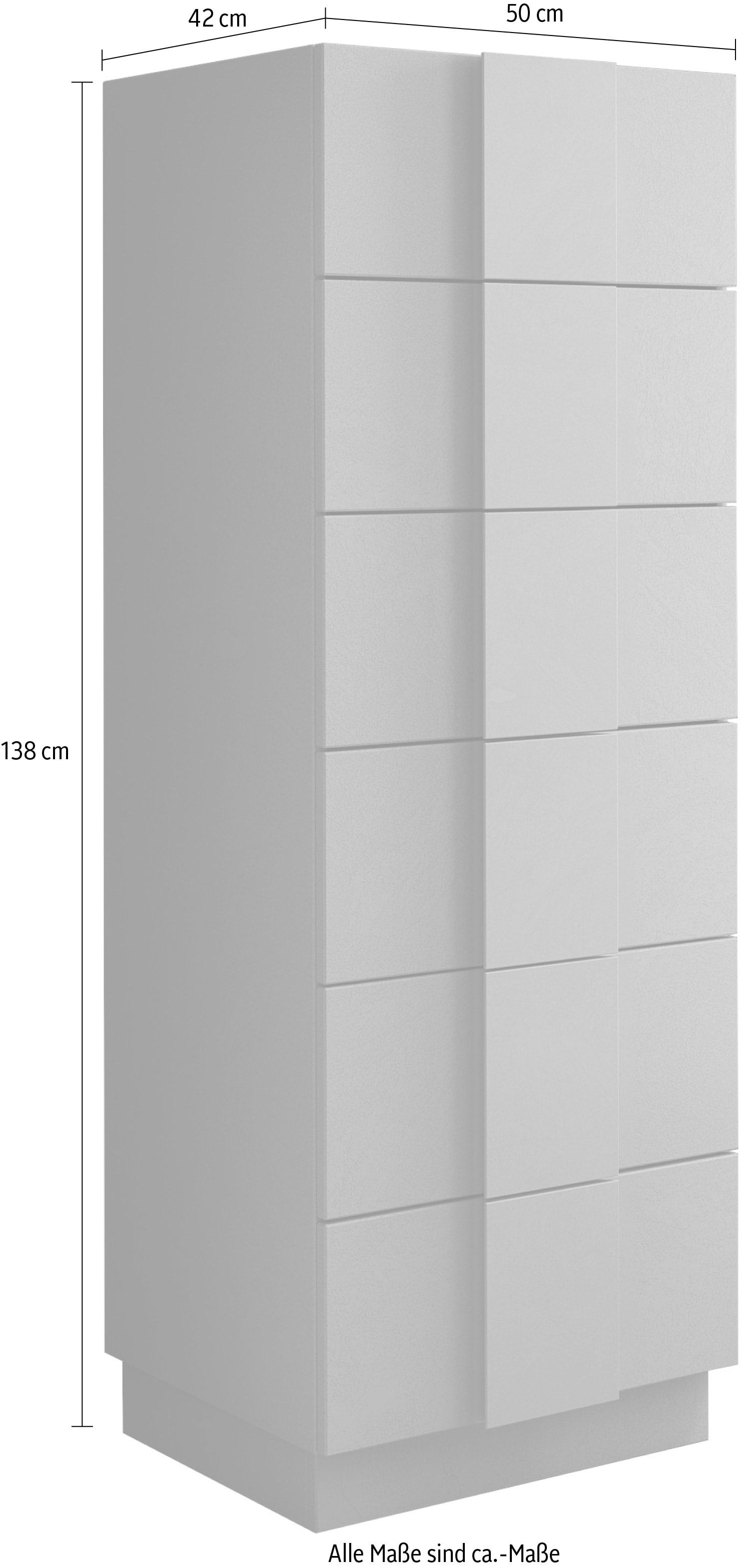 INOSIGN Schubkastenkommode »Jupiter, Kommode, Beistellkommode, Hochkommode, 6 Schubladen« B/T/H 50/138/42 cm, moderne Griffblende, trendiges Steingrau, kompakt