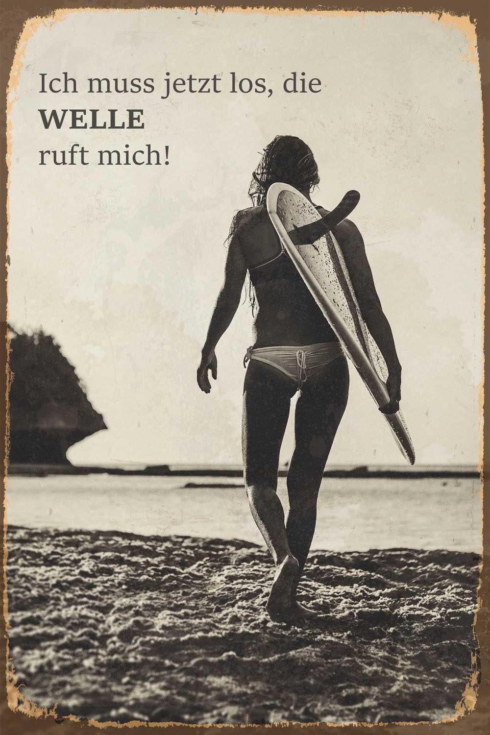 queence Metallbild »Welle ruft« Meer | Schriftzug | Schriftzüge | Sprüche | Sprüche & Texte | Strand 1 Stk. tlg. Stahlschilder