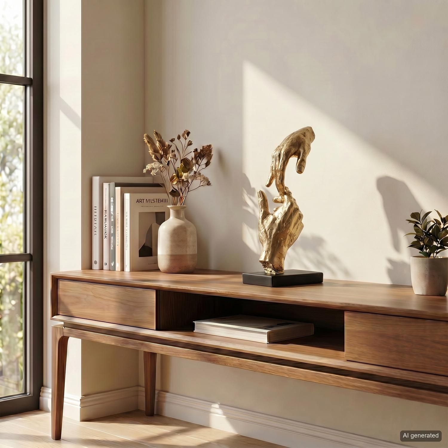 Casablanca by Gilde Dekofigur »Skulptur Two Hands, gold/schwarz« Dekoobjekt, Höhe 29, Hände, mit Spruchanhänger, Wohnzimmer