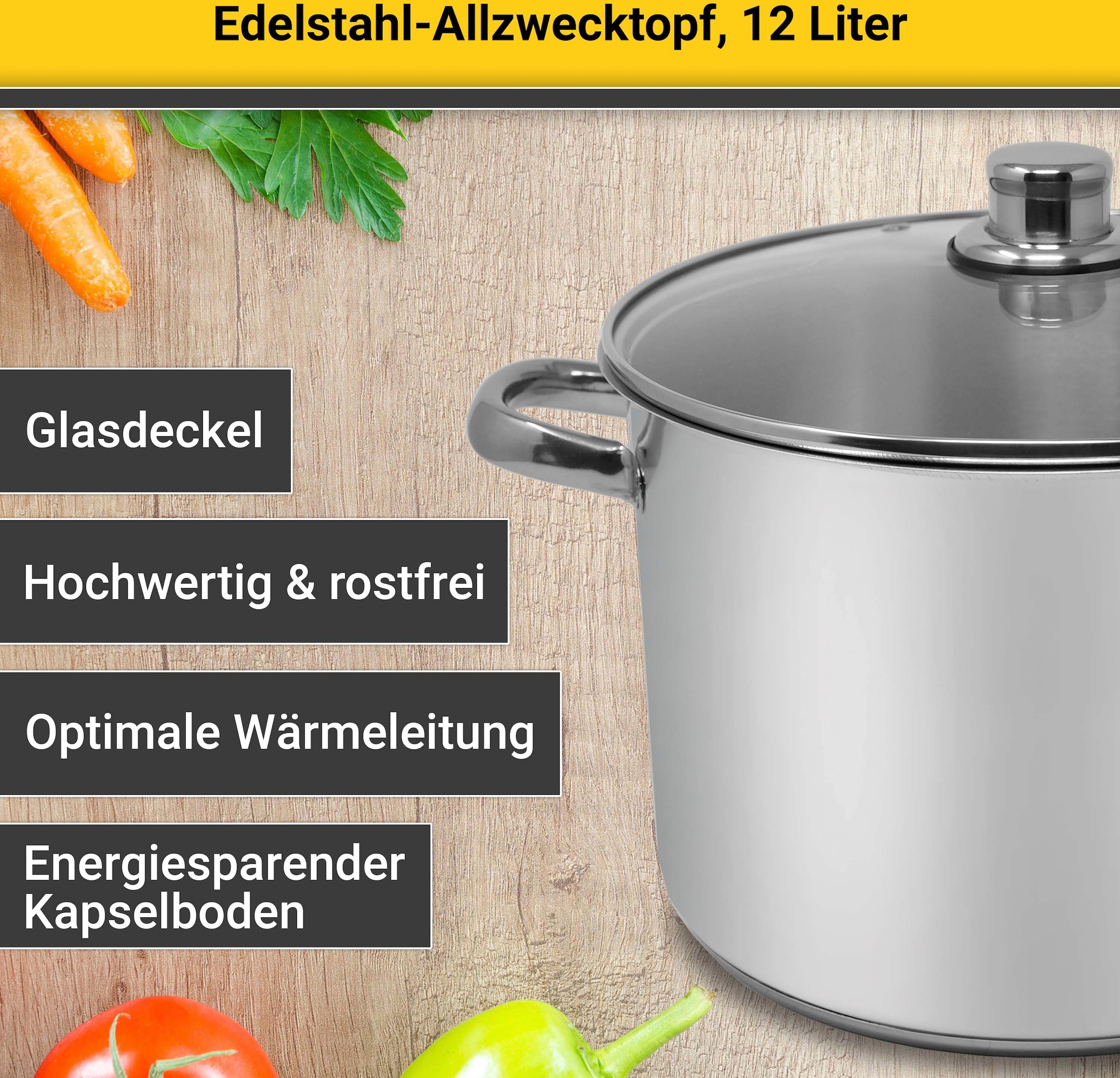 Krüger Kochtopf, Edelstahl, für Induktions-Kochfelder geeignet
