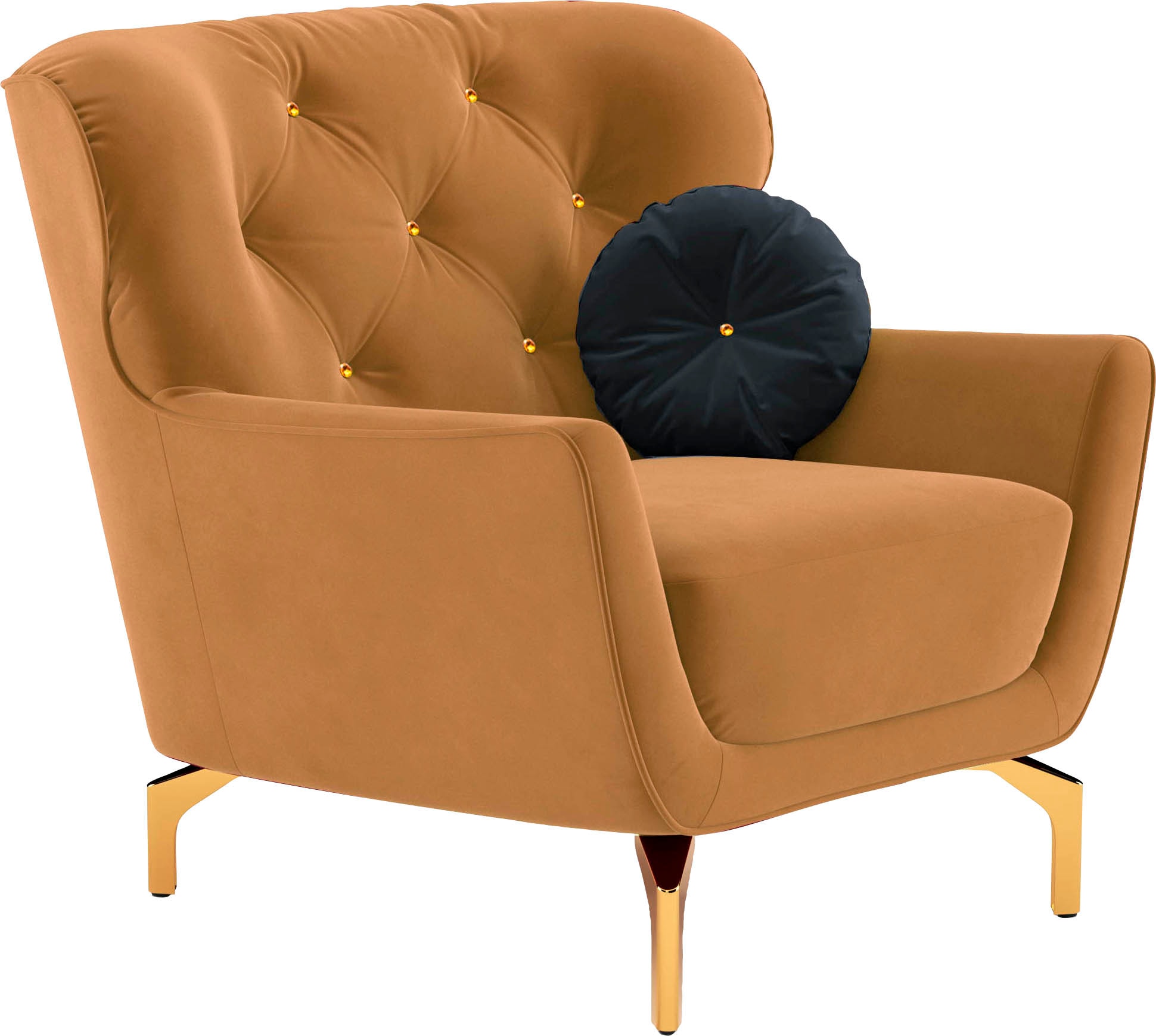 sit&more Sessel »Orient 3«, inkl. 1 Zierkissen mit Strass-Stein, goldfarbene Metallfüße
