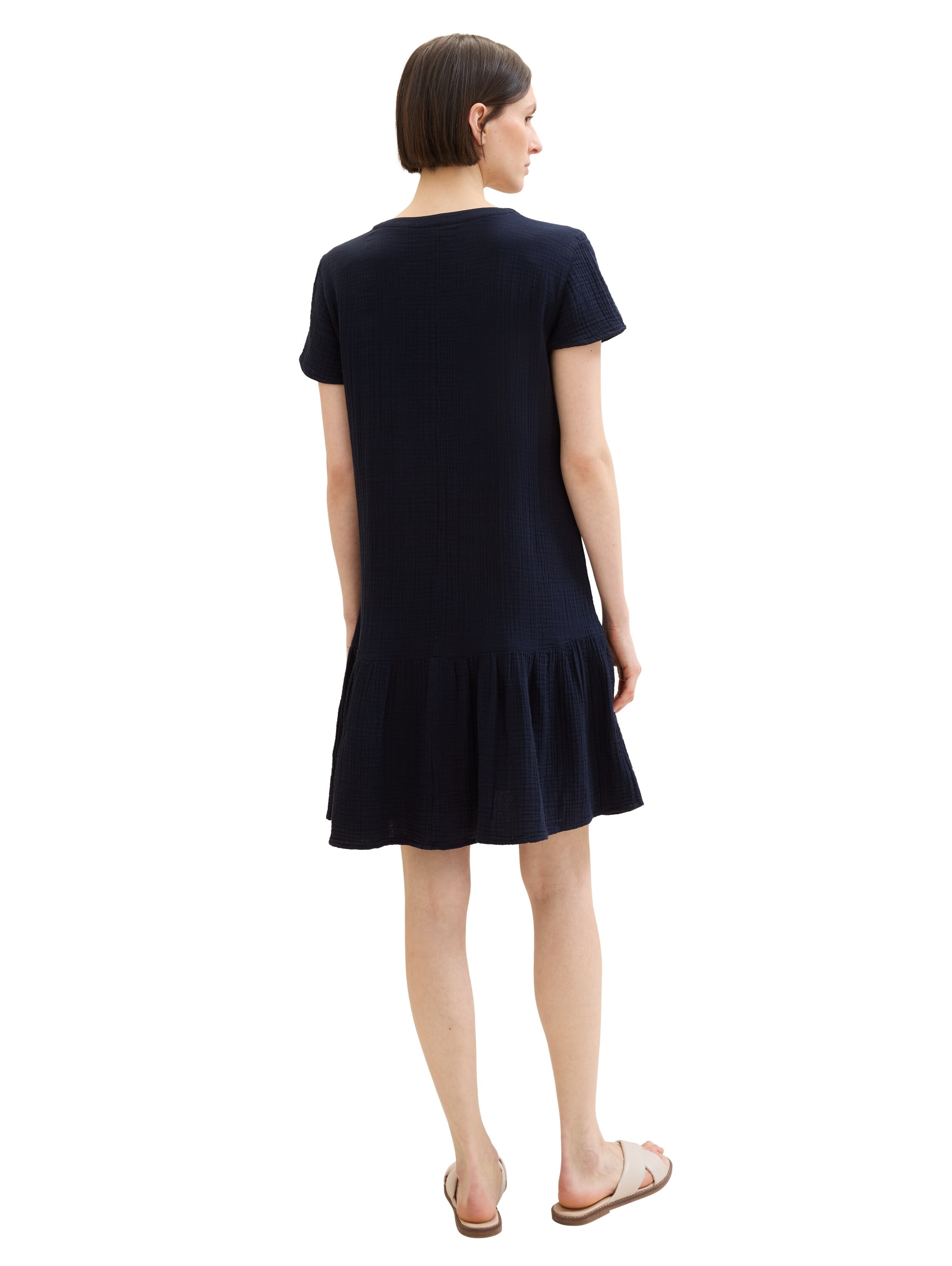 TOM TAILOR Minikleid, mit leichter Raffung - in Crincle-Optik