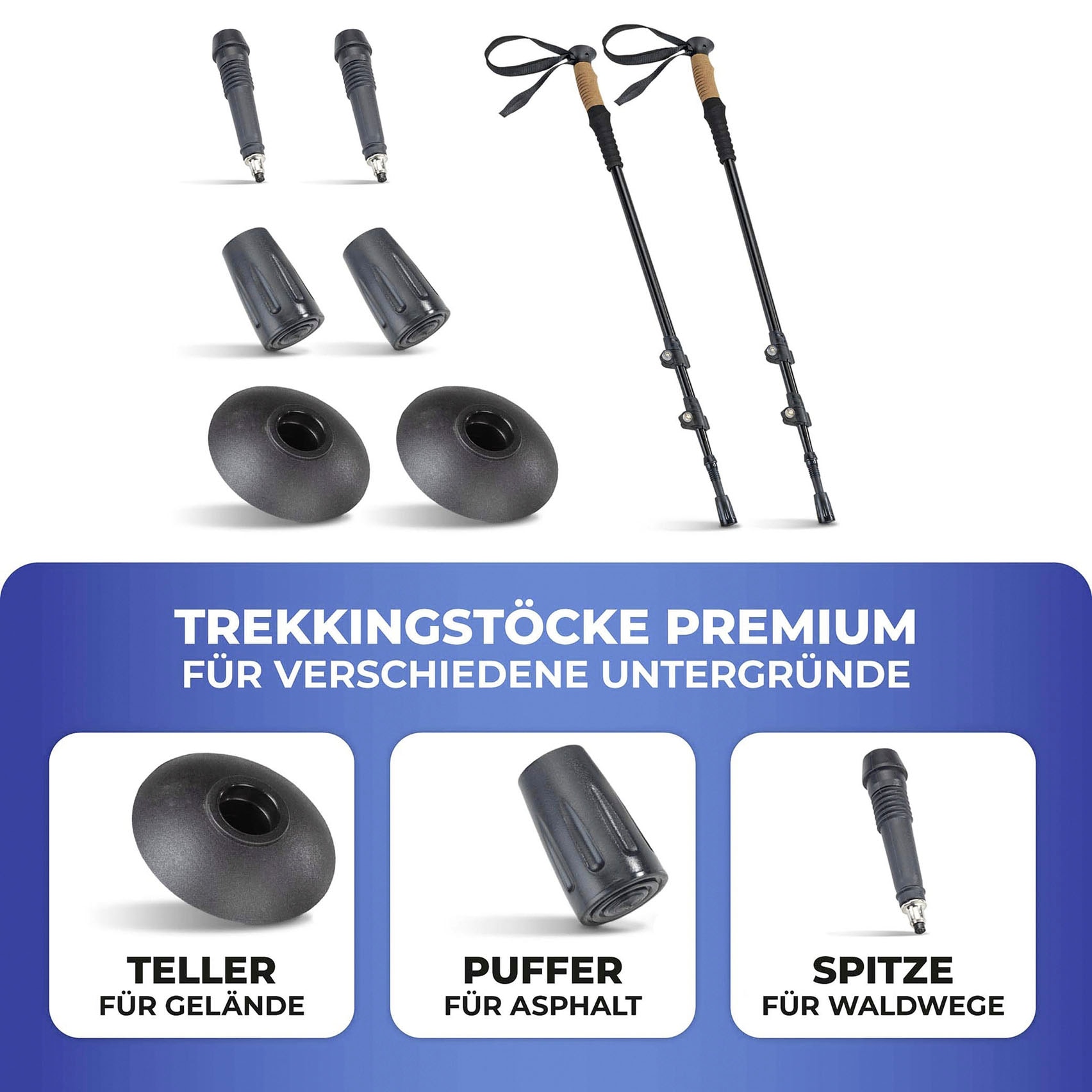 Maximex Trekking-Stöcke »Premium«, (2 St.), druckentlastende Wanderstöcke, ultraleicht