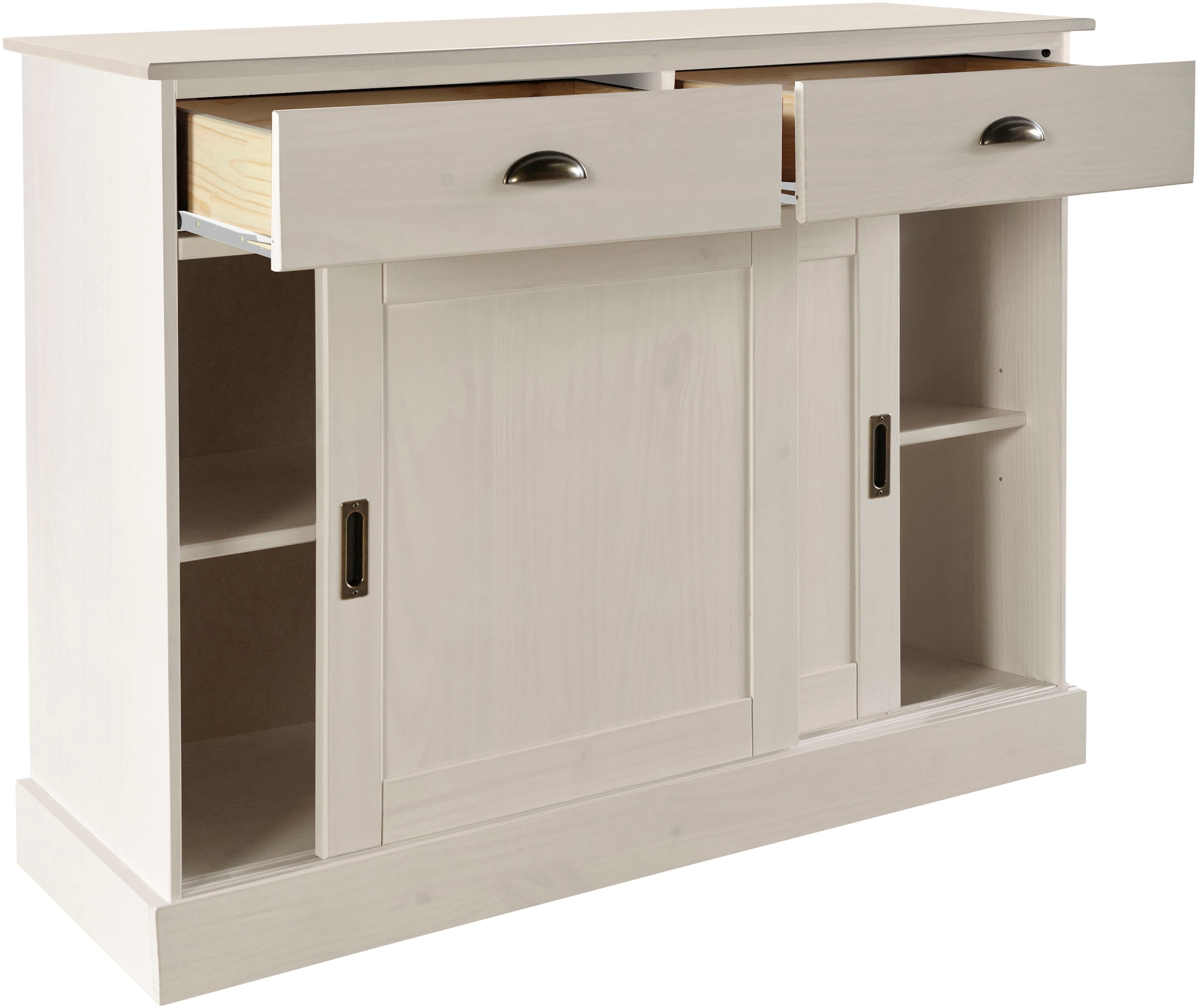 Home affaire Sideboard »Schröder«, Kommode, 2 Schiebetüren, 2 Schubkasten, aus massivem Kiefernholz