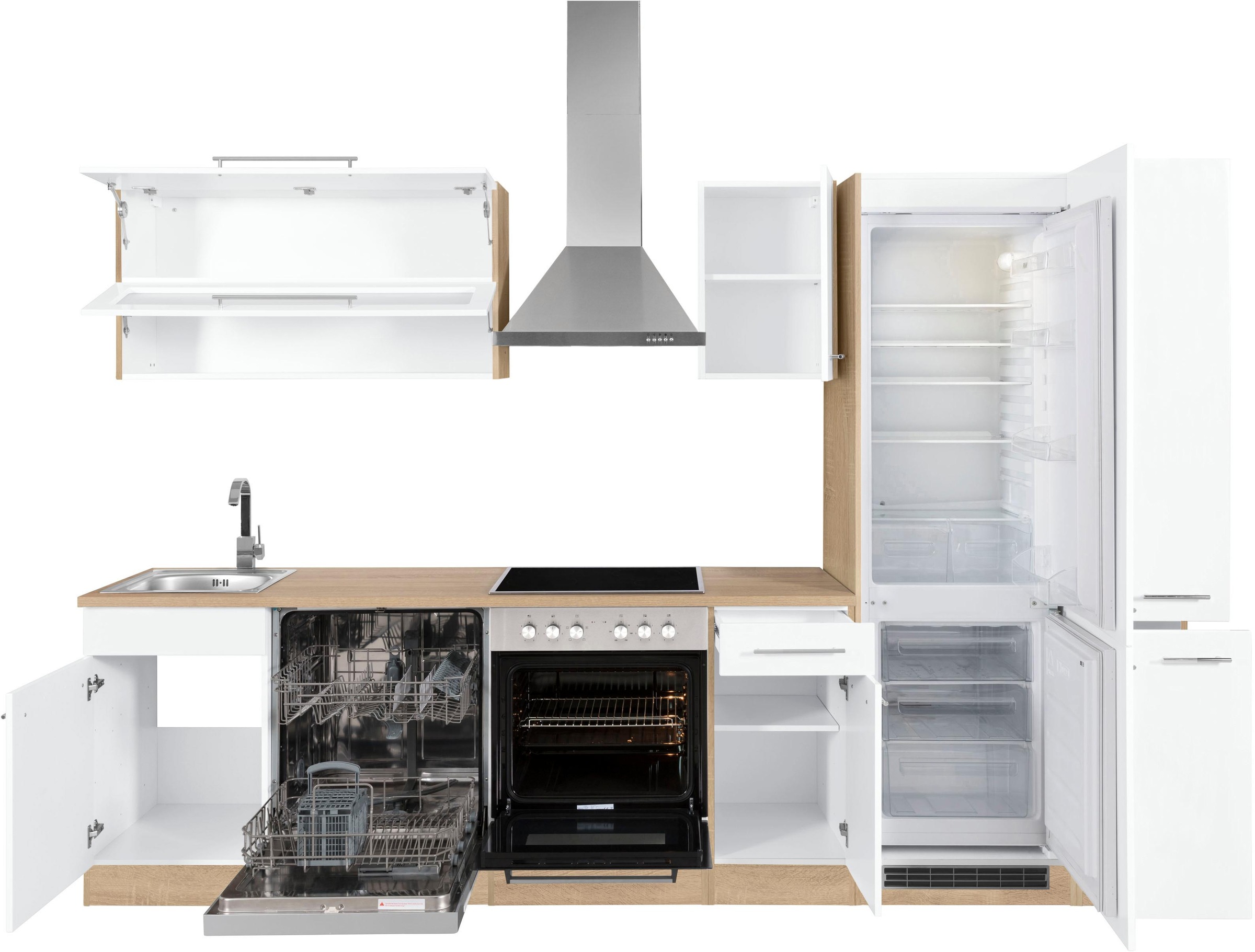 KOCHSTATION Küchenzeile »KS-Eton«, mit E-Geräten, Breite 300 cm