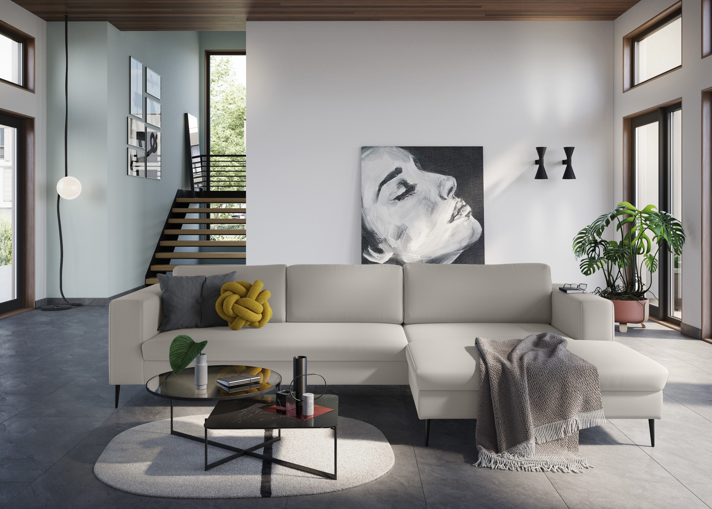 DOMO collection Ecksofa »Modica, zeitlos und elegant, L-Form«, moderne Optik mit extrabreiter Recamiere, auch in Cord