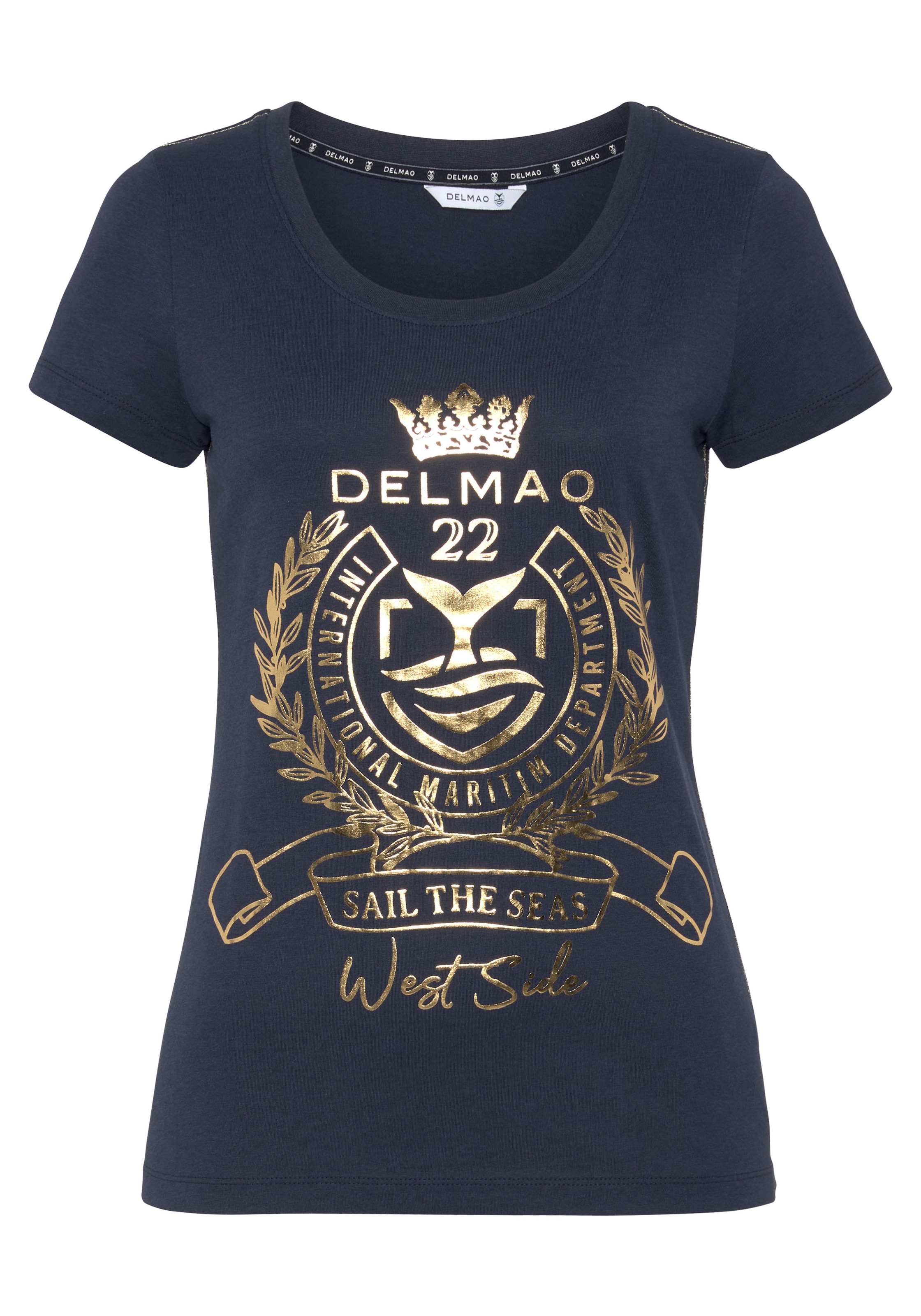 DELMAO T-Shirt, mit ♕ MARKE! hochwertigem, NEUE goldfarbenem - Folienprint bei
