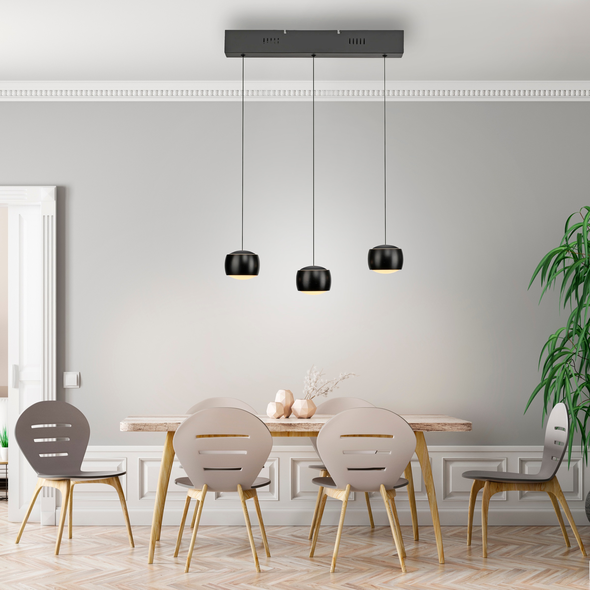 JUST LIGHT Pendelleuchte »BALLINI«, 3 flammig, Leuchtmittel LED-Board | LED fest integriert, LED, Comfort Lift, dimmbar, Switchmo