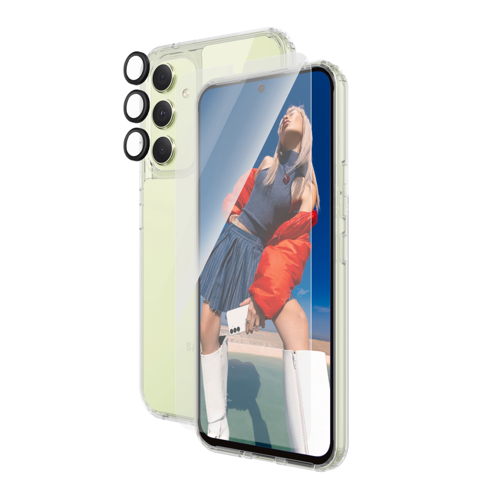 PanzerGlass Displayschutzglas »3-in-1 Bundle Set für Samsung Galaxy A54 5G, UWF« für Samsung Galaxy A54 5G