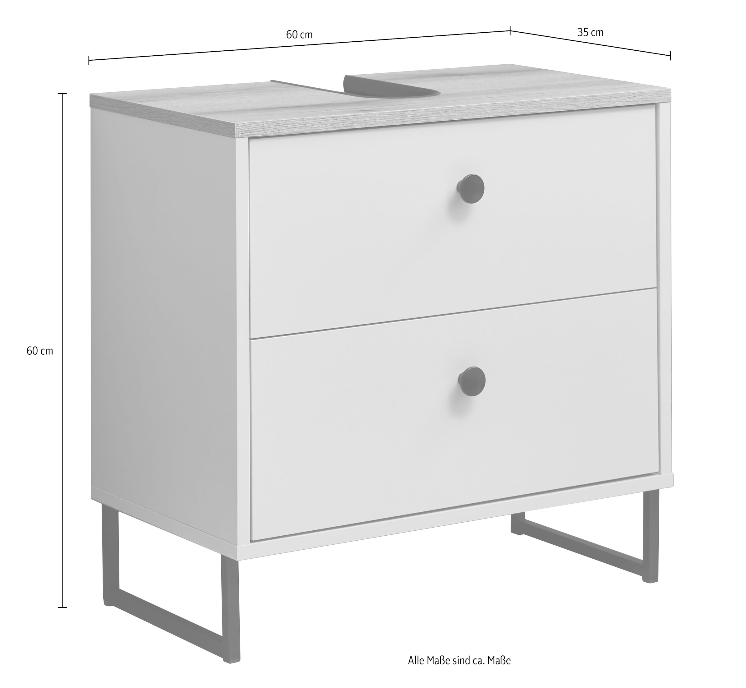 BASIC by Balculina Waschbeckenunterschrank »Linea« 1 Stk. tlg. Breite 60cm, U-Profil Füße, Unterflurauszug