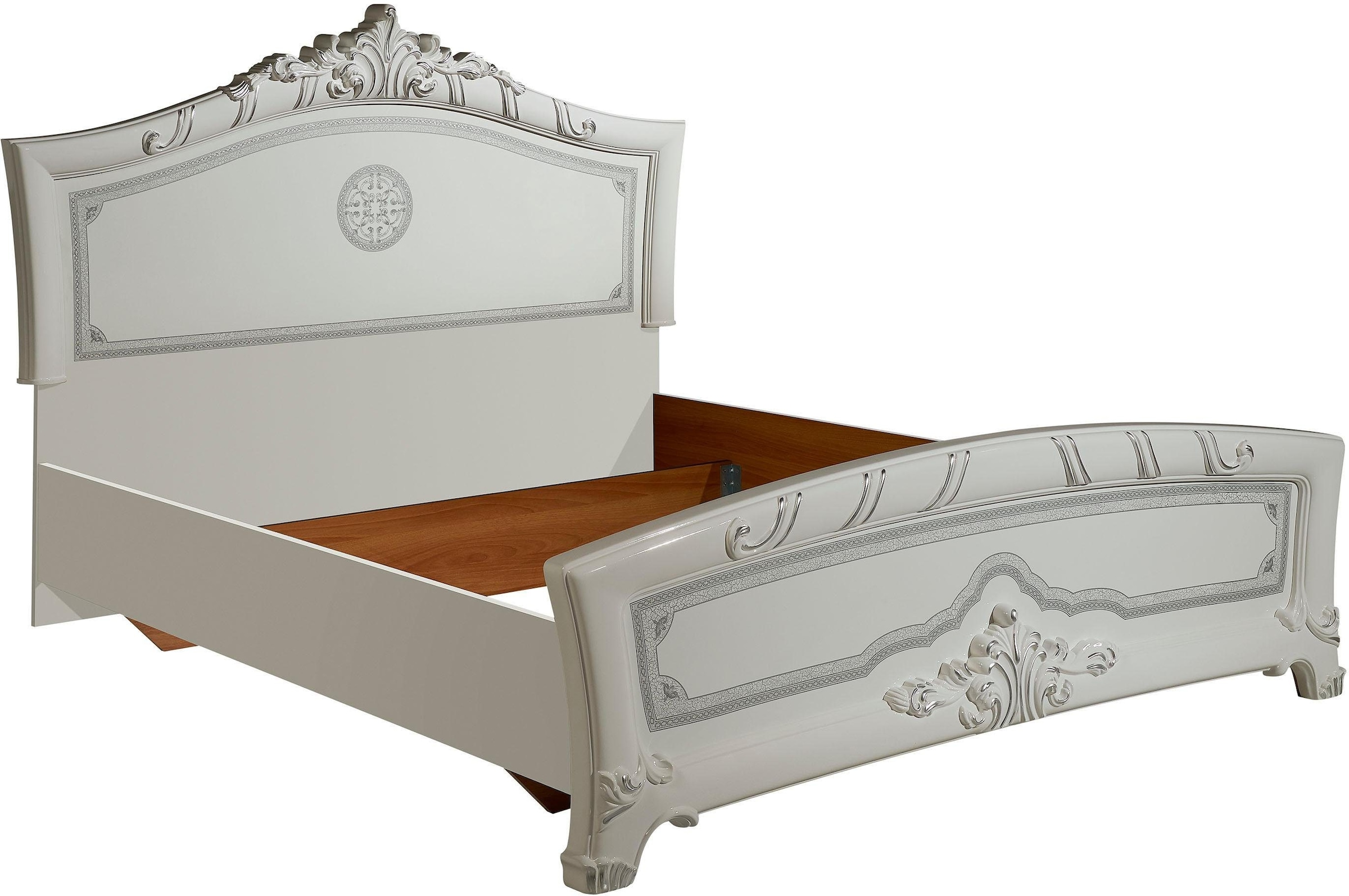 INOSIGN Bett »Greta, aus FSC-zertifiziertem Holzwerkstoff, Hochglanzoberfläche«, (Liegefläche 180x200cm), im italienischen Barock- KLassik-Stil mit opulenten Verzierungen