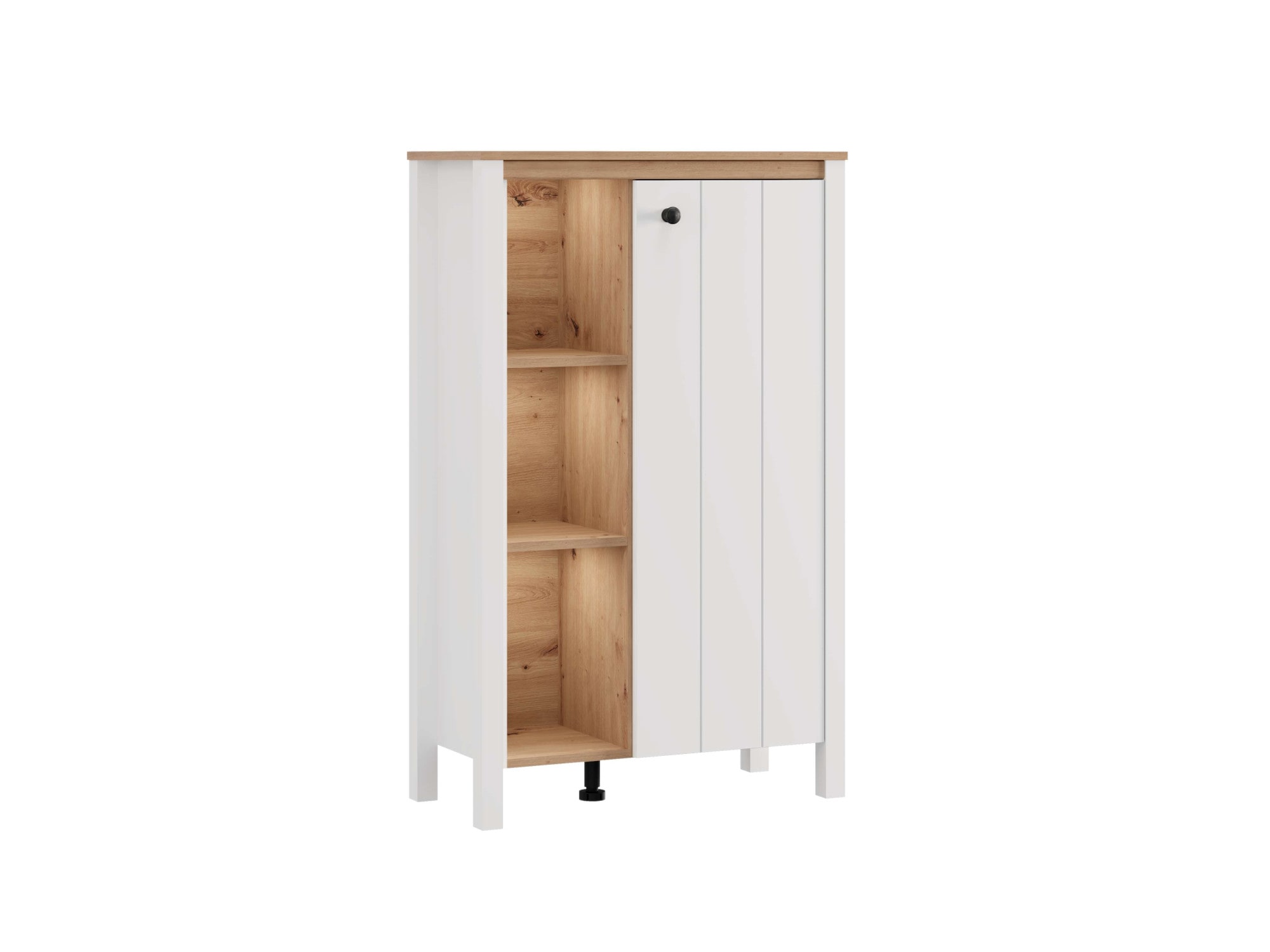 Home affaire Highboard »BEDFORD, Hochkommode, Vitrine im Landhausstil« MDF-Profil 2D ummantelt, 1 Tür & 6 Fächer mit einem Metallgriff