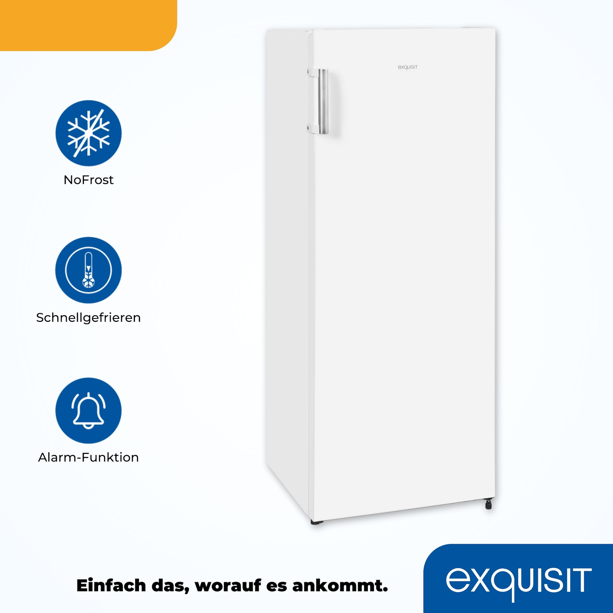 exquisit Gefrierschrank »GS231-NF-H-010E weiss«, 143,4 cm hoch, 56 cm breit, 155 L Volumen, NoFrost, Schnellgefrieren, 4 Sterne