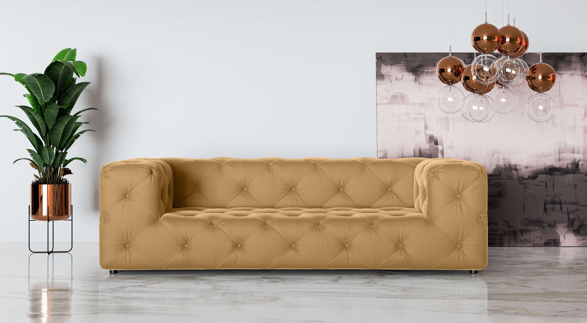 Places of Style 3-Sitzer »FOLLINA«, 3-Sitzer Sofa mit klassischer Chesterfield-Knopfheftung