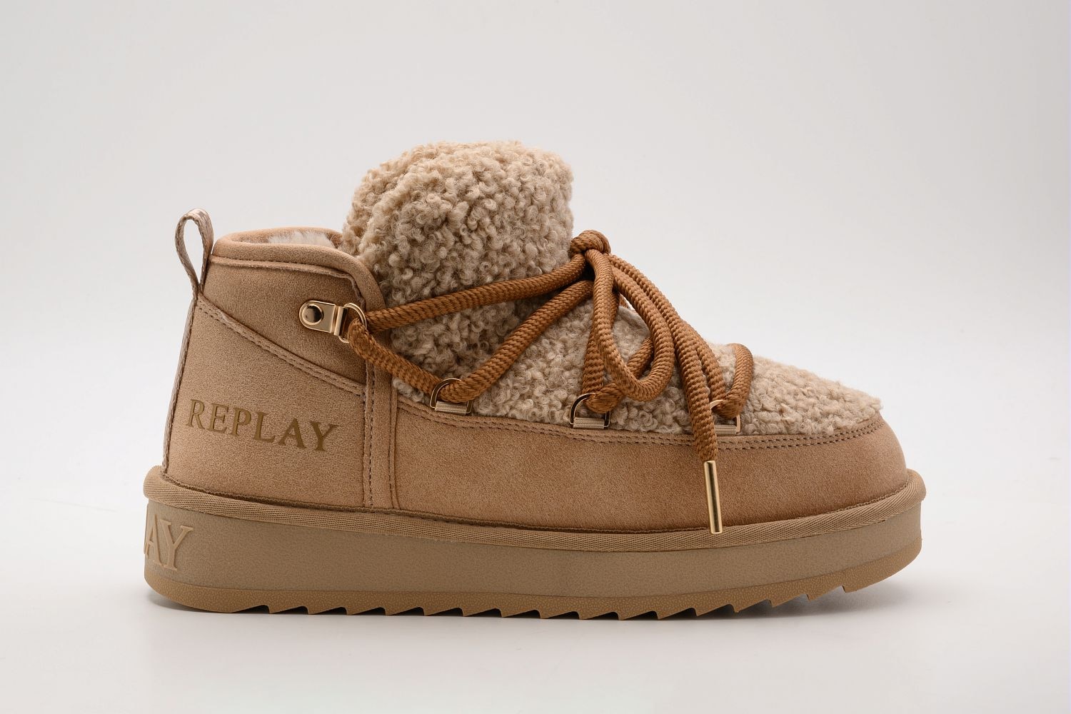 Replay Winterboots »SANTA MINI CURLY«  Plateauboots, Schnürboots in Teddy-Optik