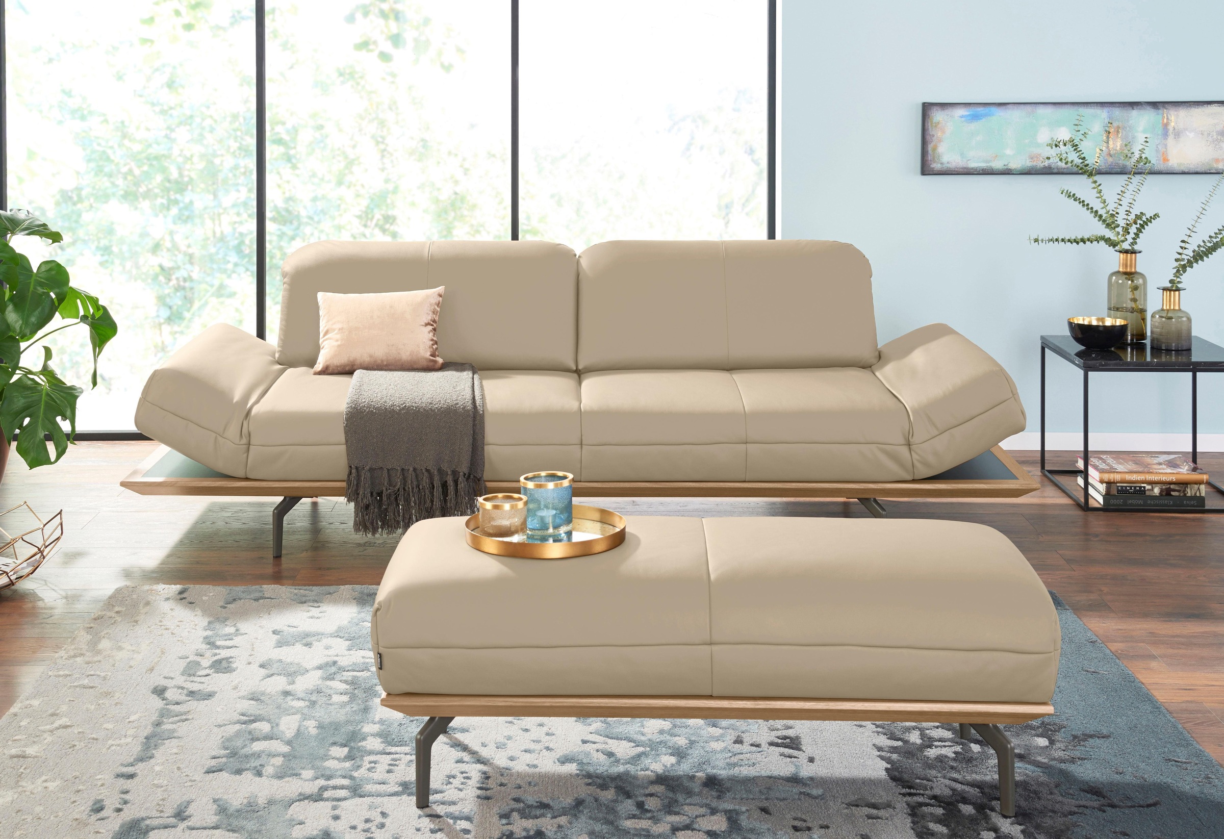 Creation BY ROLF BENZ 4-Sitzer »CR.420, Designsofa, Loungesofa«, in 2 Qualitäten, Holzrahmen in Eiche Natur oder Nußbaum, Breite 252 cm