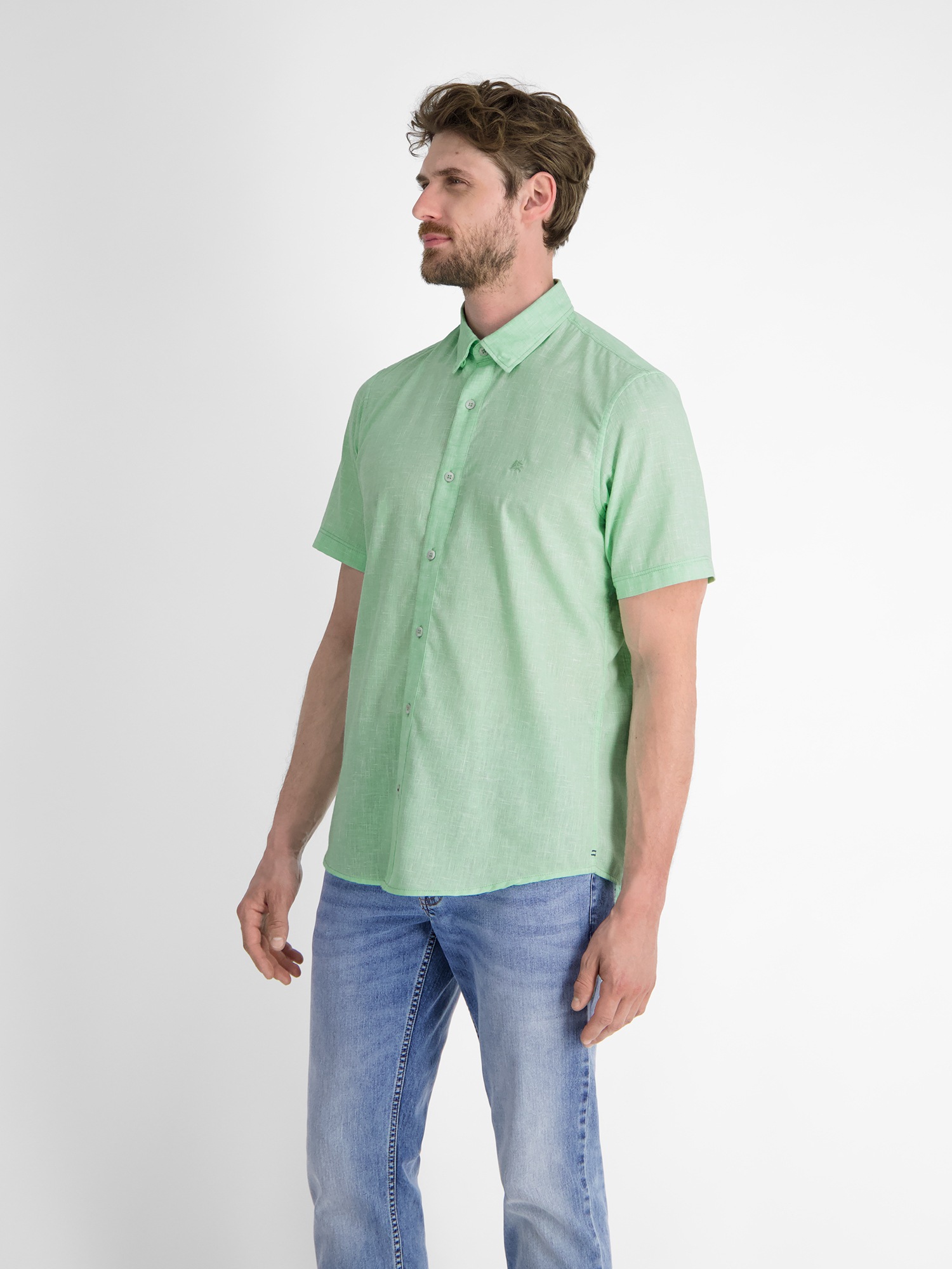 LERROS Kurzarmhemd »LERROS Kurzarmhemd mit verdecktem Button-down-Kragen«