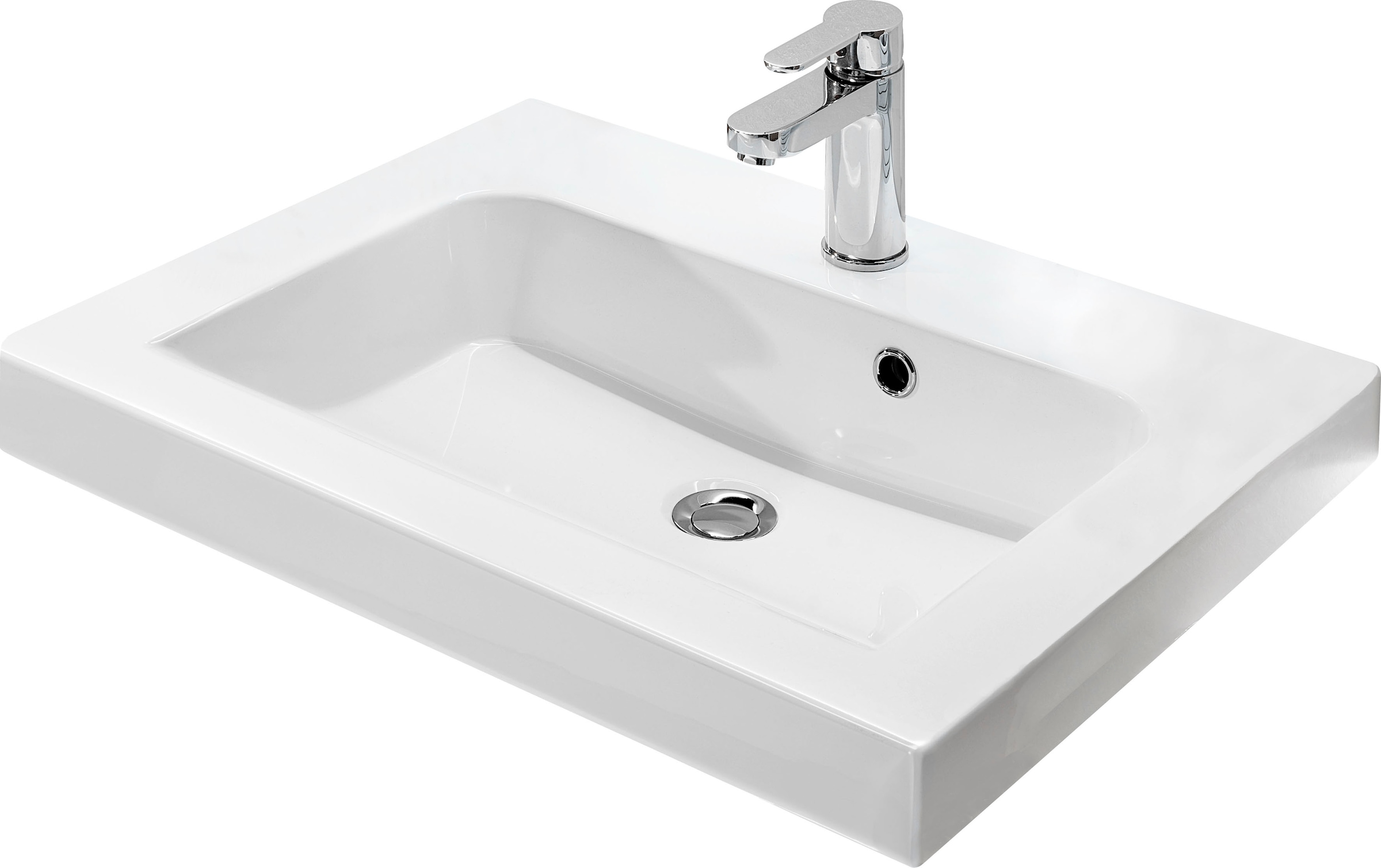 Saphir Badmöbel-Set »Balto Sprint, Waschplatz mit Mineralmarmor-Waschtisch, 64,4 cm breit«, (1 St.), Unterschrank mit Waschbecken inkl. Türdämpfer und 2 Schubladen
