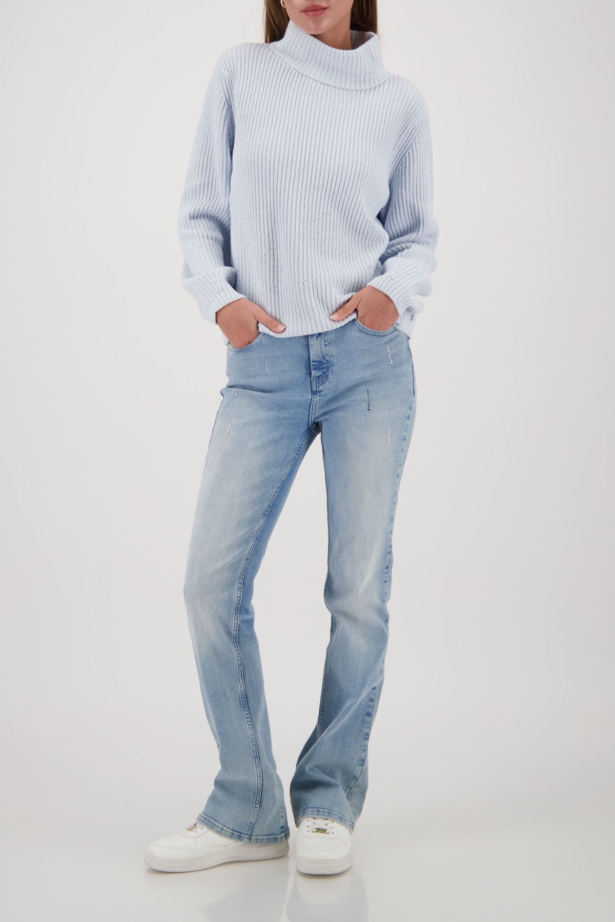 Monari Rollkragenpullover »Pullover Lurex + Schmuck« Regular fit mit Rollkragen