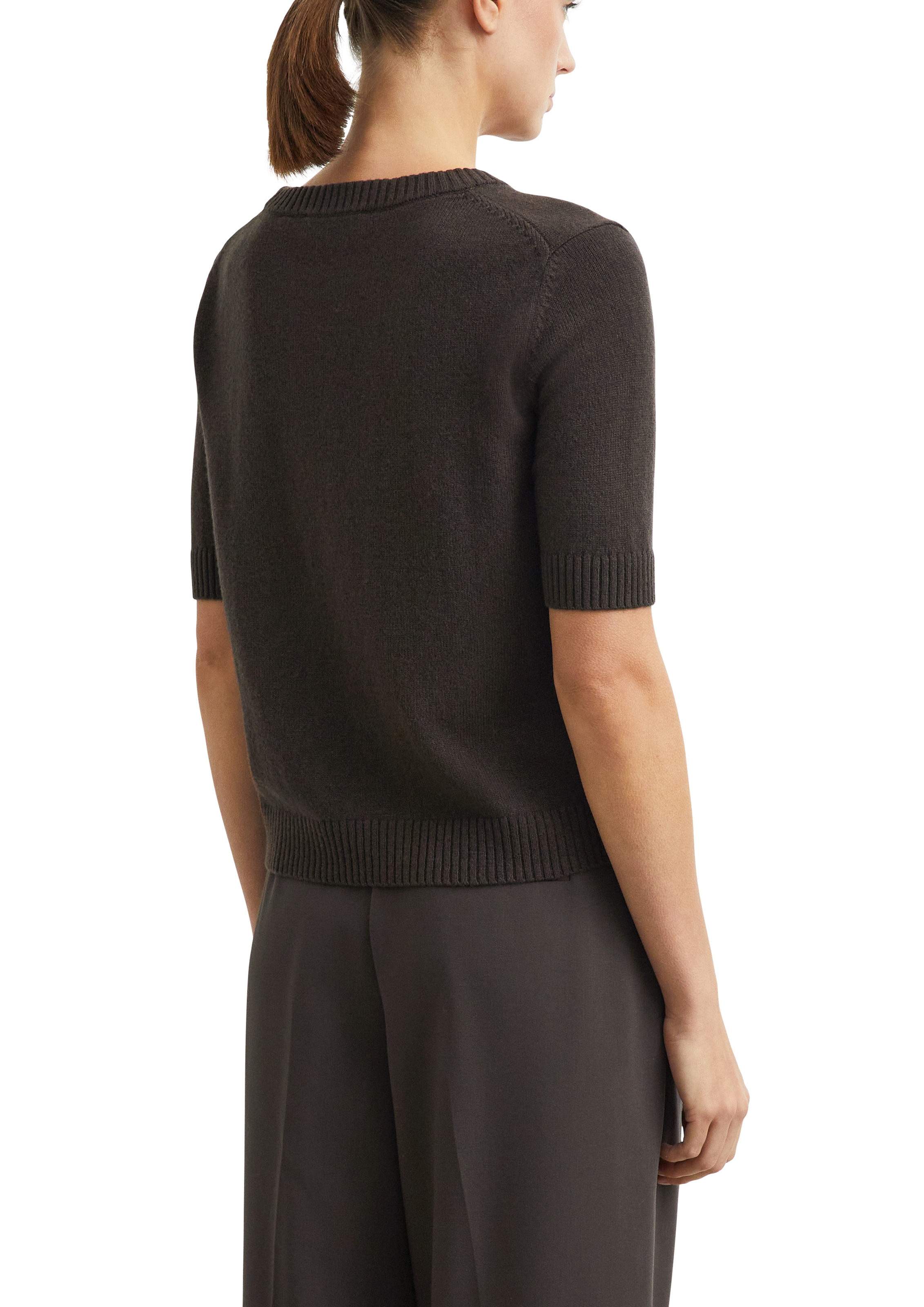 Comma Strickpullover Sommer-Wollpullover mit Kurzarm