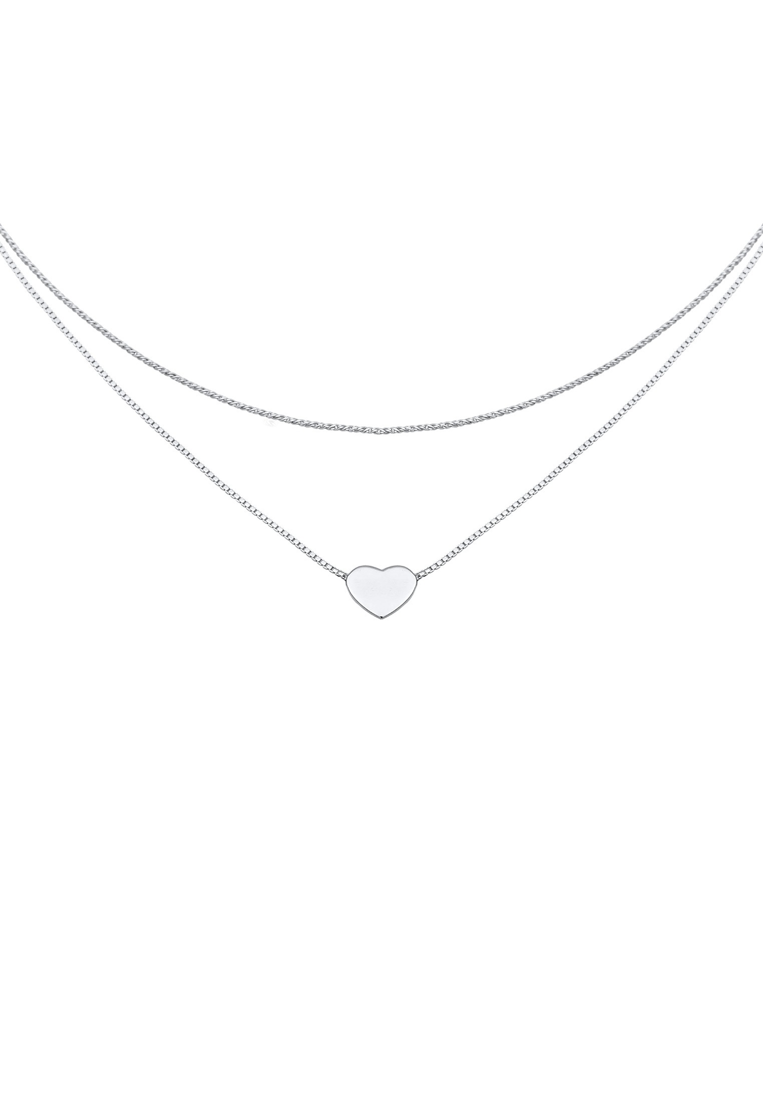 Elli Silberkette »Halskette Choker Layer Look Herz Trend 925 Silber«