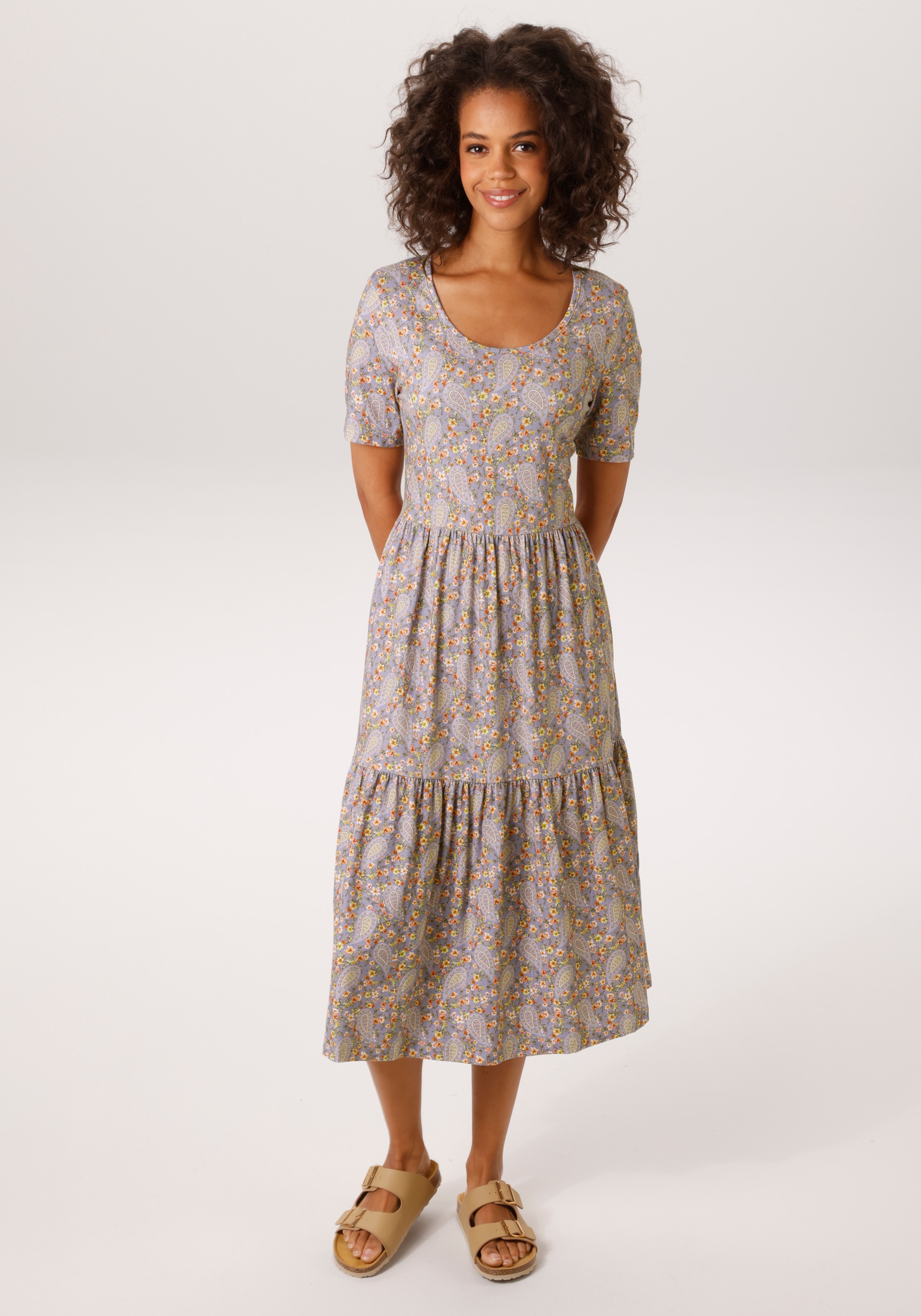 Aniston CASUAL Sommerkleid mit romantischem Blumendruck und Paisley-Muster - NEUE KOLLEKTION