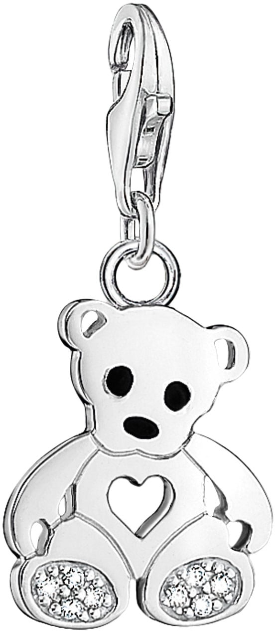 THOMAS SABO Charm-Einhänger "Teddybär mit Herz" mit Zirkonia (synth.)