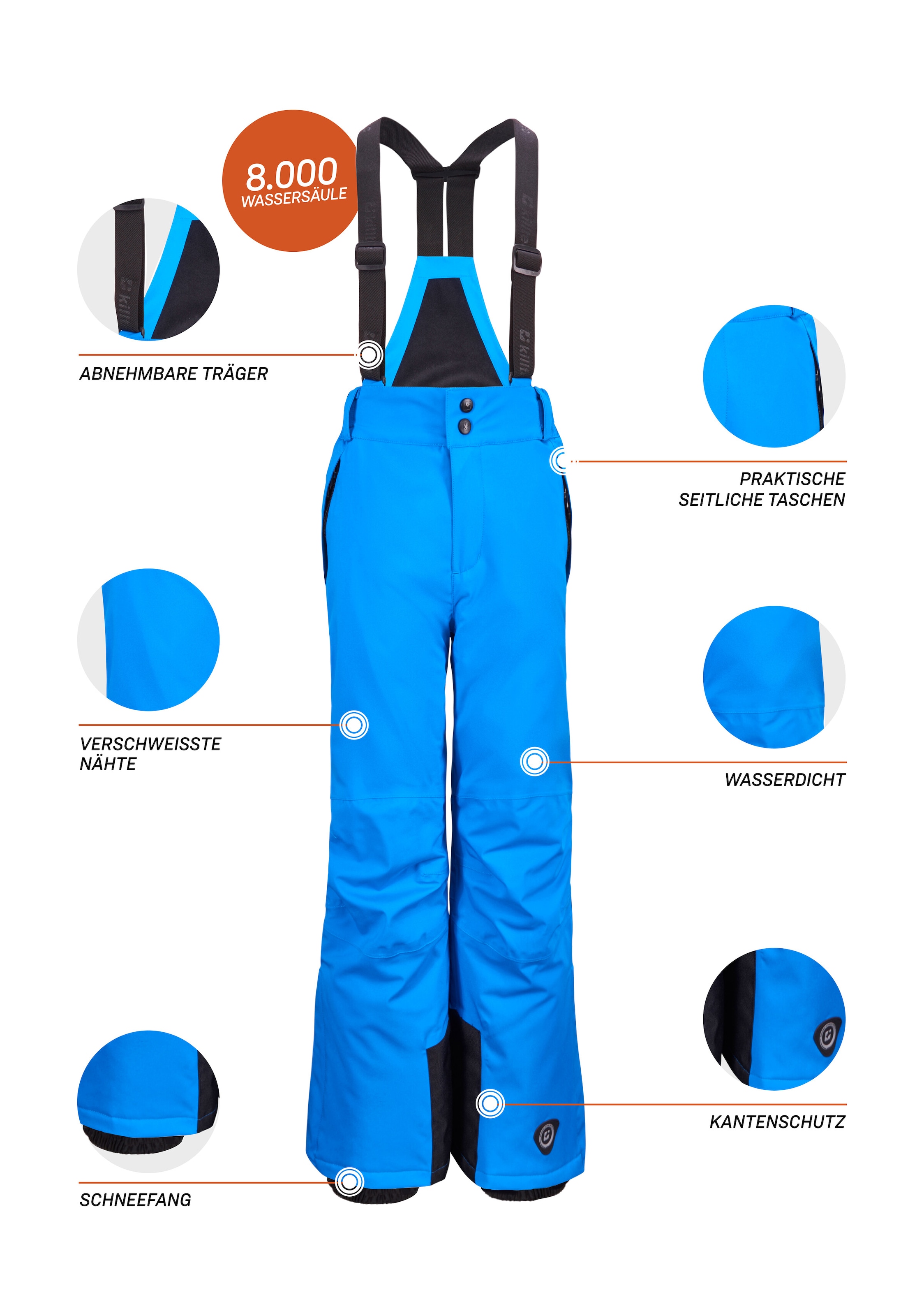 Killtec Skihose »Gauror Jr«, Skihose: 10.000 mm wasserdicht, verstärkt, Schneefang integriert