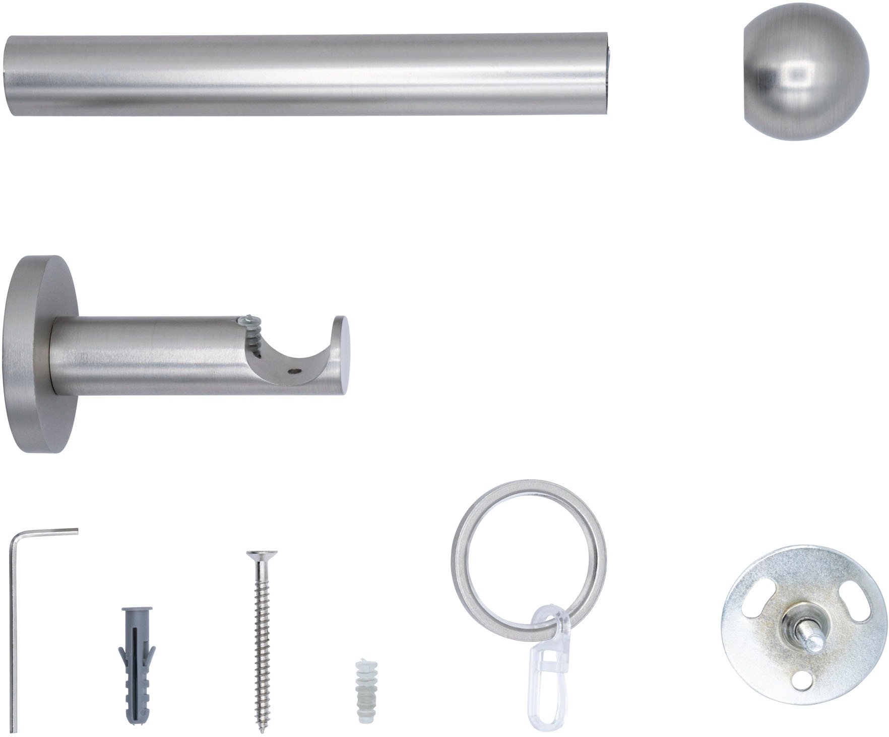 mydeco Gardinenstange »20mm Ball Wandträger 6,5 cm« 1 läufig-läufig Fixmaß