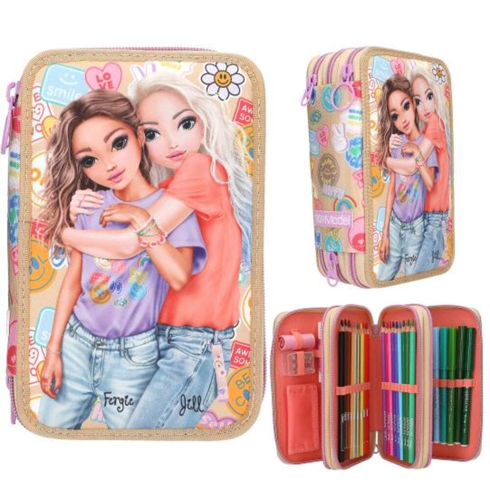 Depesche Buntstift »3-Fach Federtasche GIRL POWER inkl. Stifte TOPModel 7,5 x 13 x 20 cm bunt«