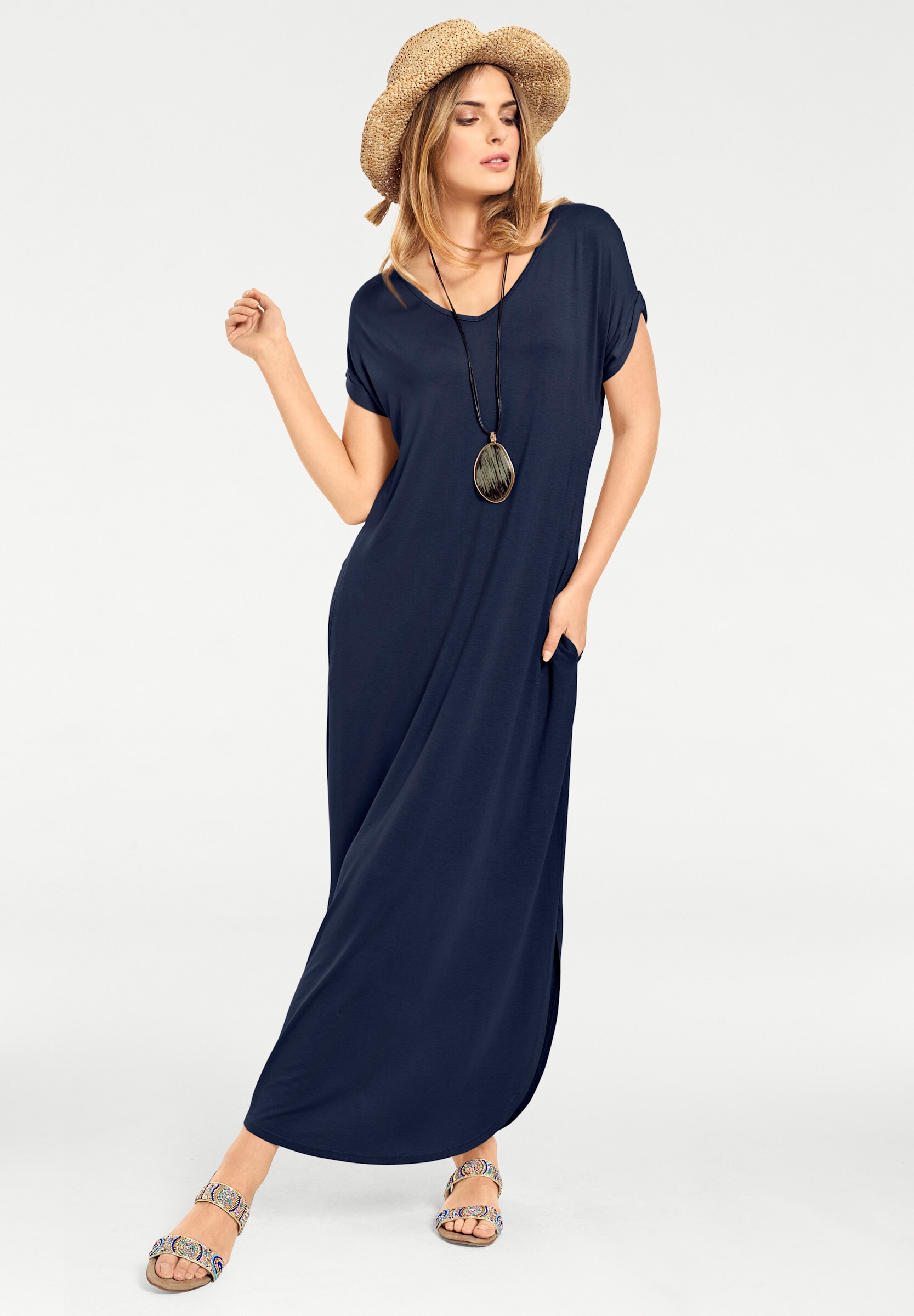 heine Jerseykleid »Shirtkleid Maxikleid mit seitlichen Taschen« Eingrifftasche