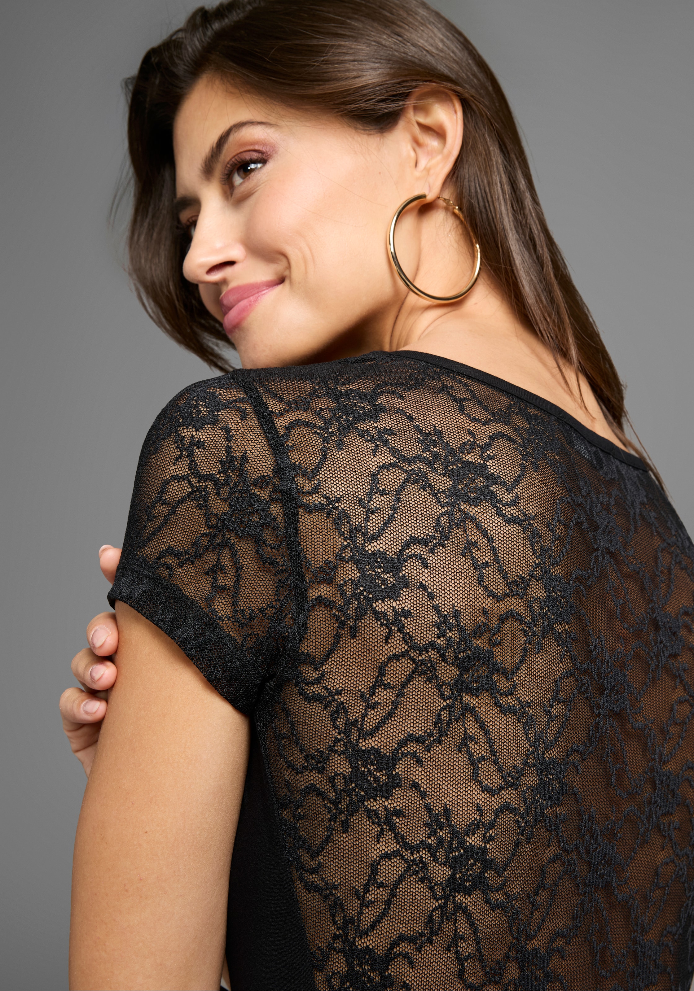 Laura Scott Sommerkleid, mit romantische Spitzen Ärmel & Rücken aus Jersey - NEUE KOLLEKTION