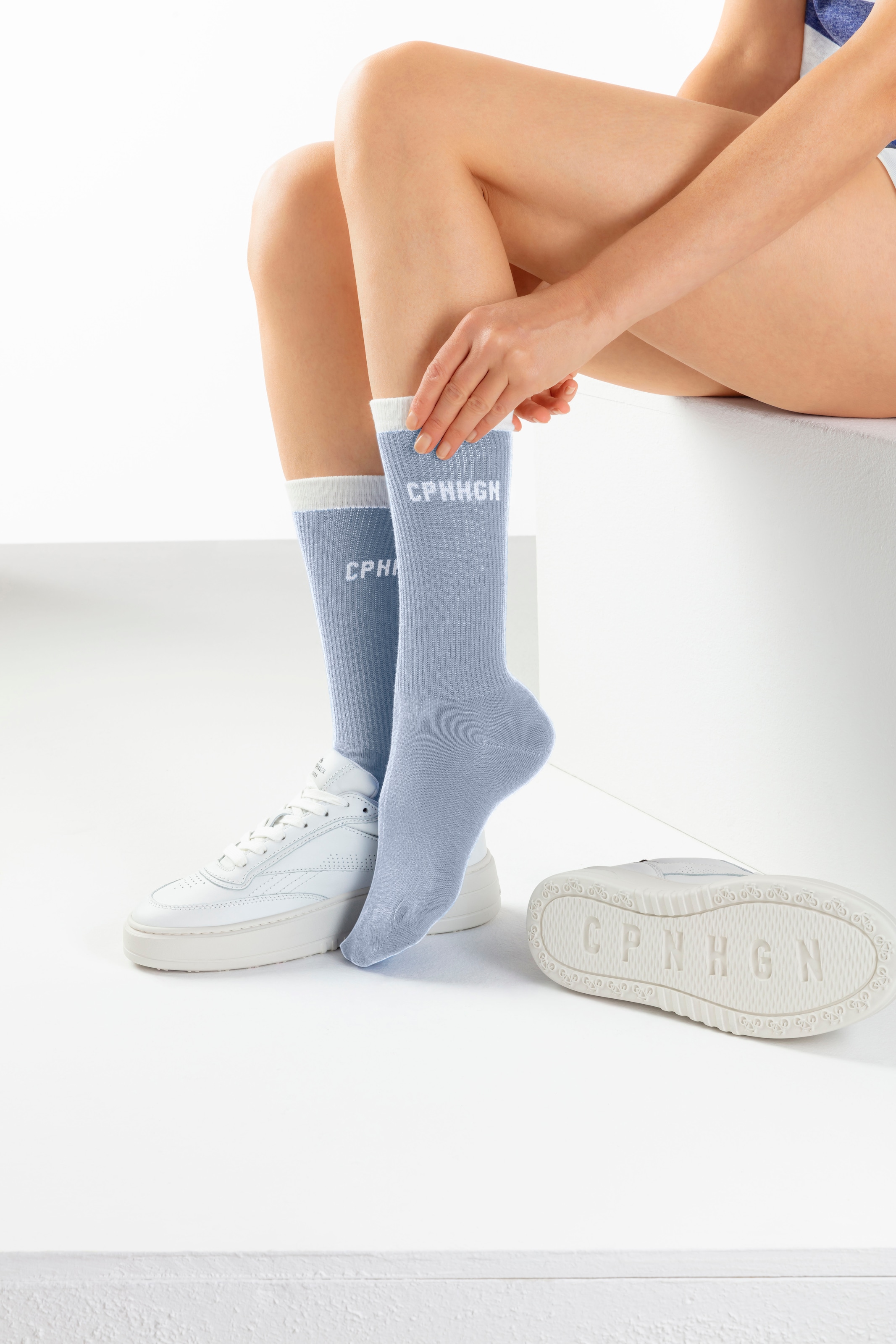 Copenhagen Studios Tennissocken, (Packung, 2 Paar), mit kontrastfarbenem Bund