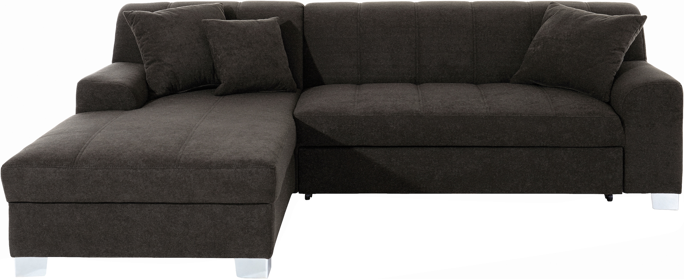INOSIGN Ecksofa »Turah incl. Zierkissen, moderne Steppung, auch in Leder«, wahlweise mit Bettfunktion, Schlafsofa, B/T/H: 239/152/75 cm, L-Form