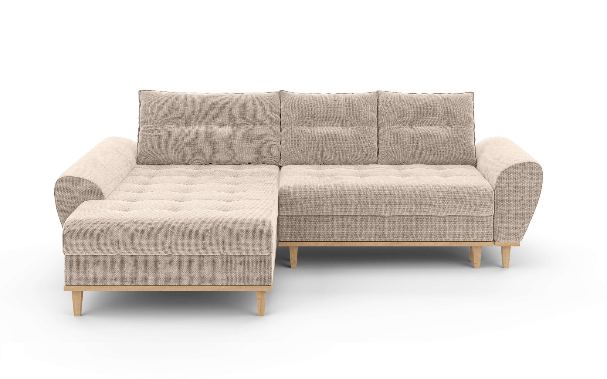 Home affaire Ecksofa »Ahrdorf mit Bettfunktion und Bettkasten, Maße: B/H/T 268/86/175 cm«, L-Form mit 3 Rückenkissen und moderne gerundete Armlehnen