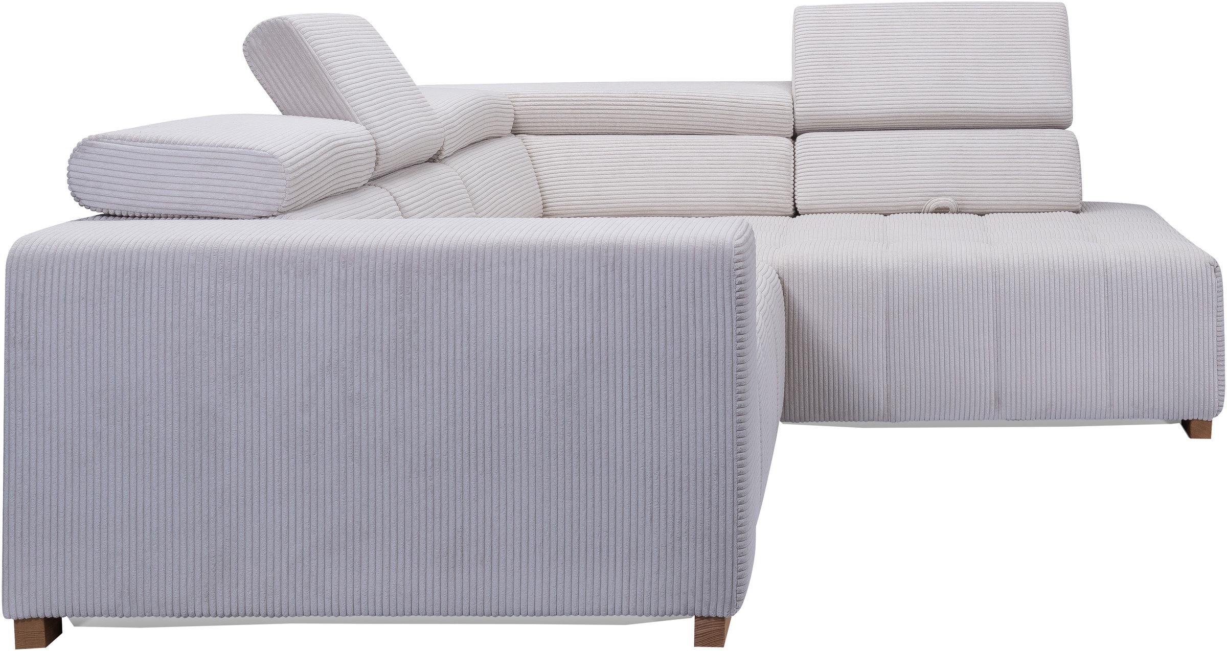 exxpo - sofa fashion Ecksofa »Elianos, hoher Sitzkomfort, aufwendige Kreuzsteppung im Sitz, L-Form«, Kopfteile & Sitztiefe verstellbar, ohne Bettfunktion, Cord, beige