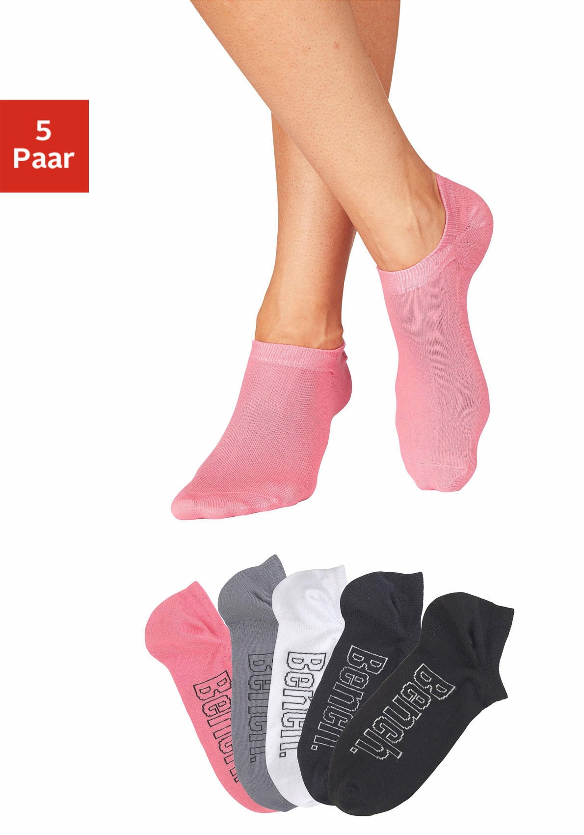 Bench. Sneakersocken, (Packung, 5 Paar), für modische Sneaker-Schuhe