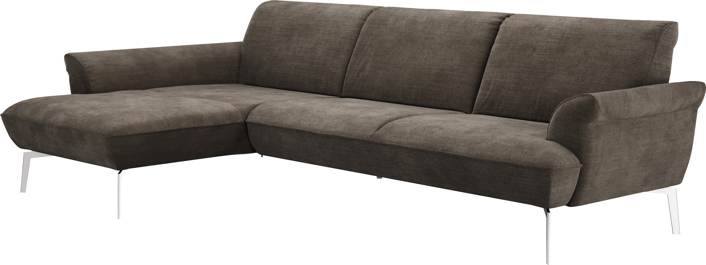 himolla Ecksofa »himolla 9900«, (mit Hocker), Recamiere rechts o. links, Füße Aluminium, mit Hocker