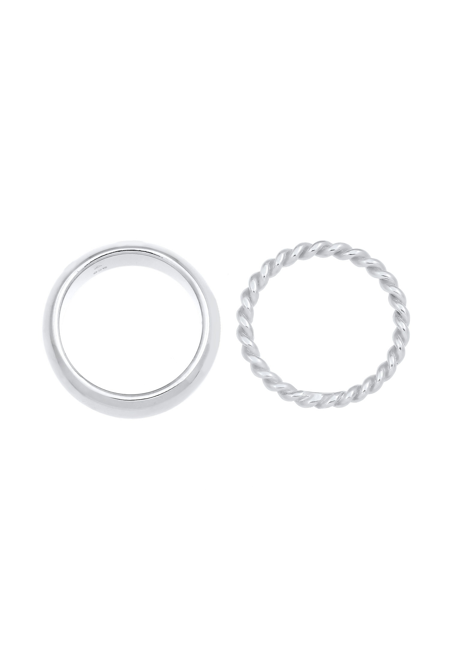 Elli Premium Ring-Set »Ring Bandring Twisted Gedreht 2er Set Basic 925 Silber«