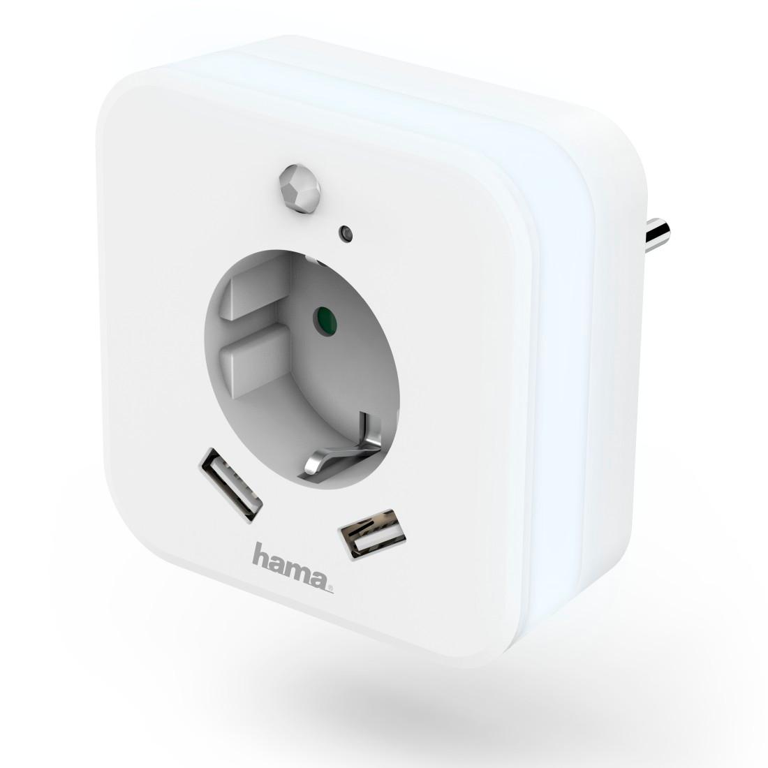 LED Nachtlicht »Nachtlicht mit Steckdose und USB 2.4A, 2 Ausgänge, Helligkeitssensor«