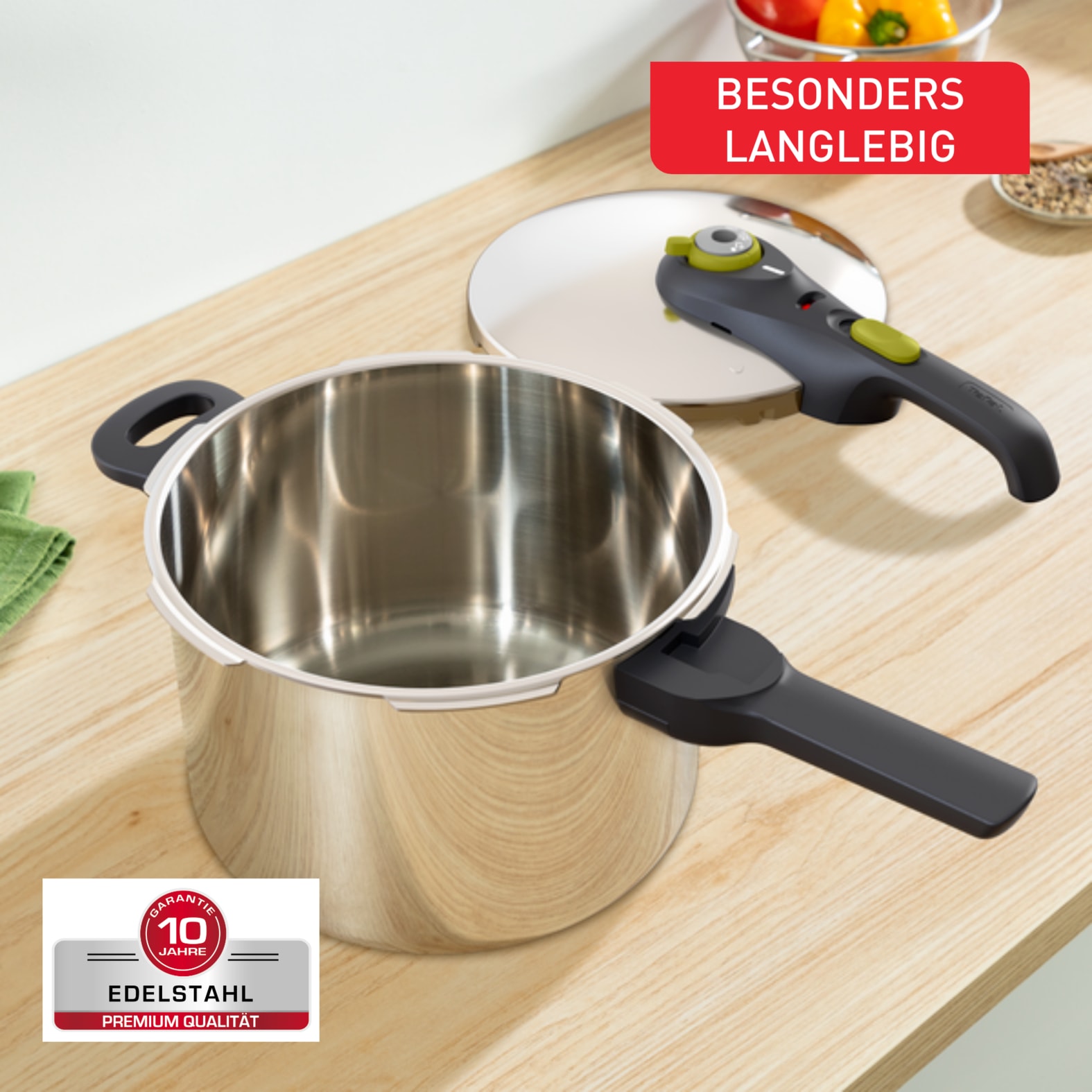 Tefal Schnellkochtopf »Secure 5 Neo, Dampfkochtopf Induktion, Fassungsvermögen 6L« 1 Stk. tlg. Edelstahl