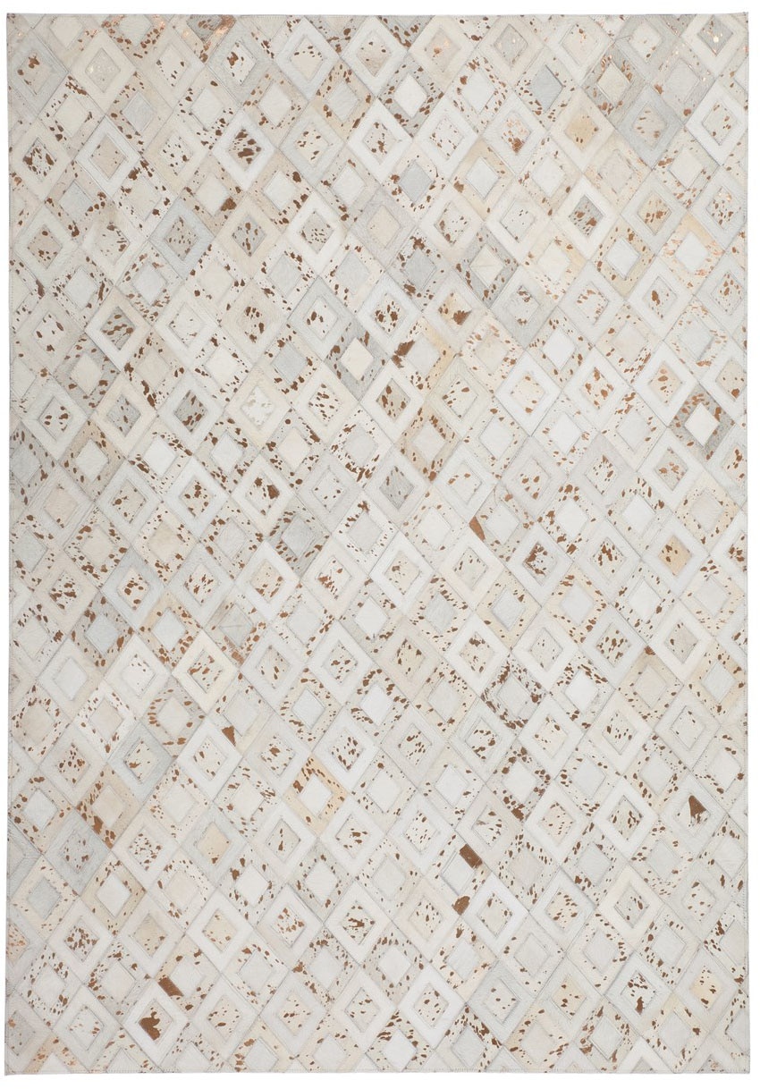 Kayoom Teppich »Spark 110« rechteckig 8 mm Höhe 100% Leder, metallische Effekte, handgenähtes Unikat